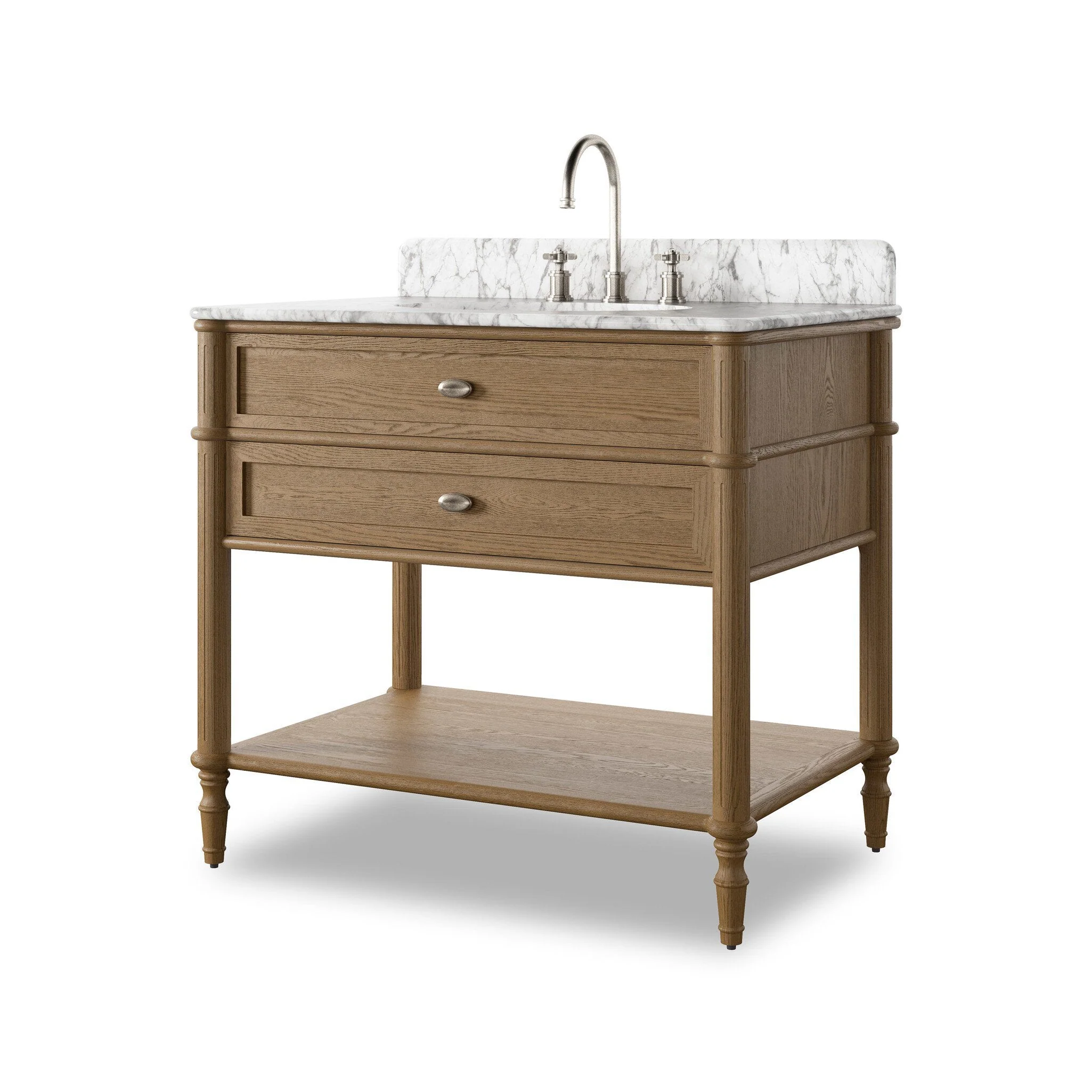 Toulouse Single Vanity - Washed Blonde Oak Veneer - Image 2