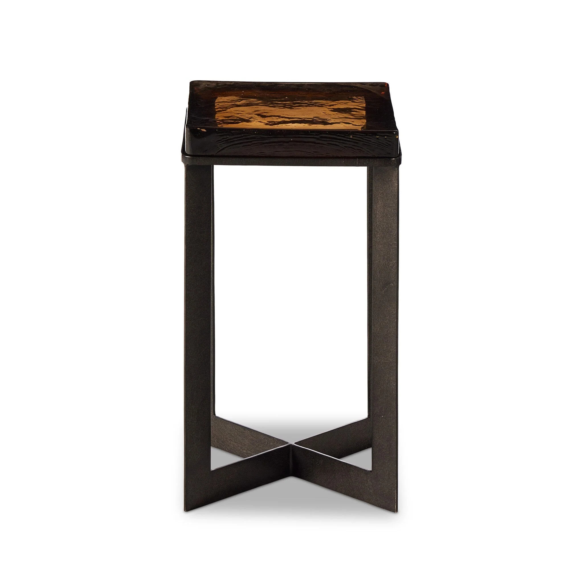 Lennie Cast Glass End Table - Amber Cast Glass - Image 1