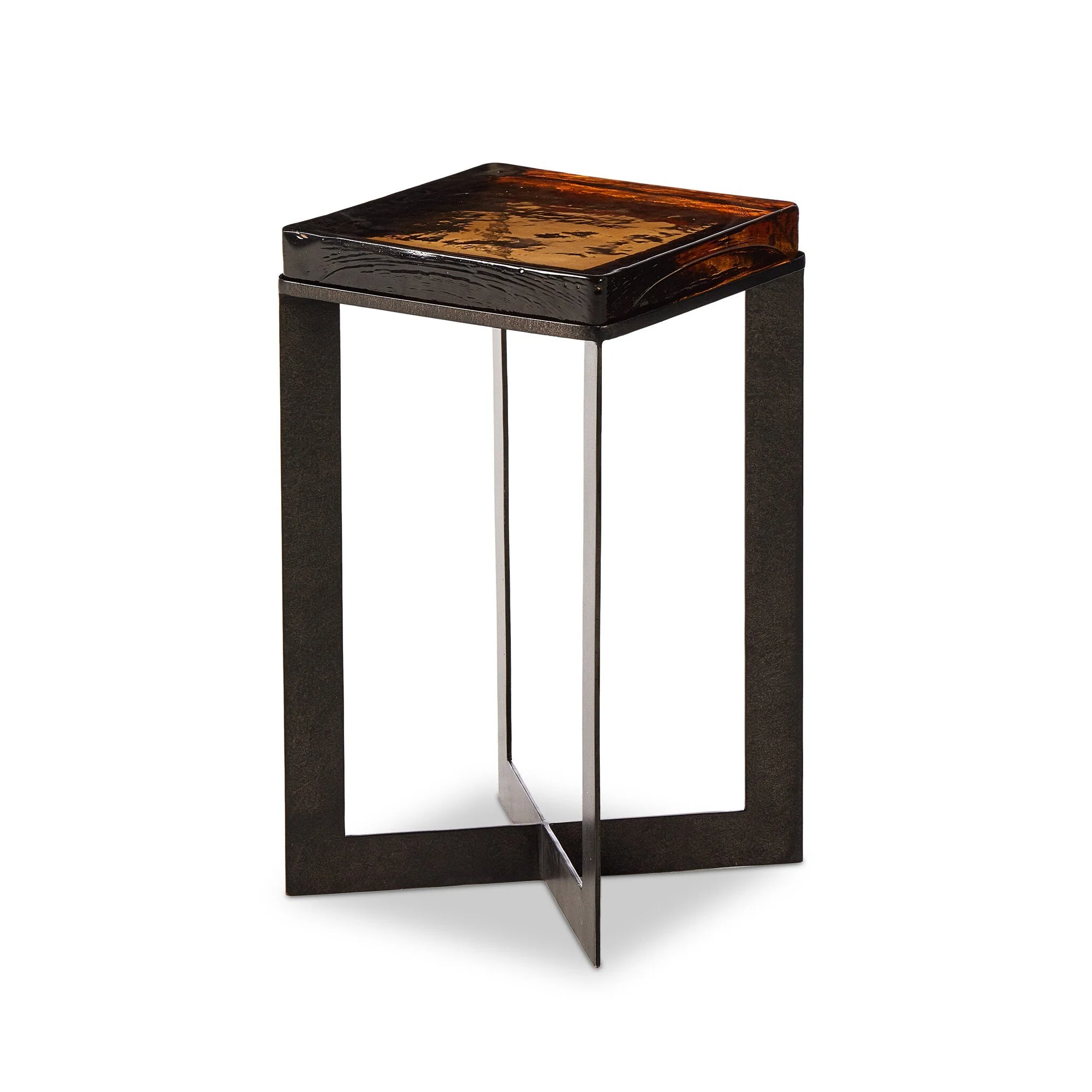 Lennie Cast Glass End Table - Amber Cast Glass - Image 2