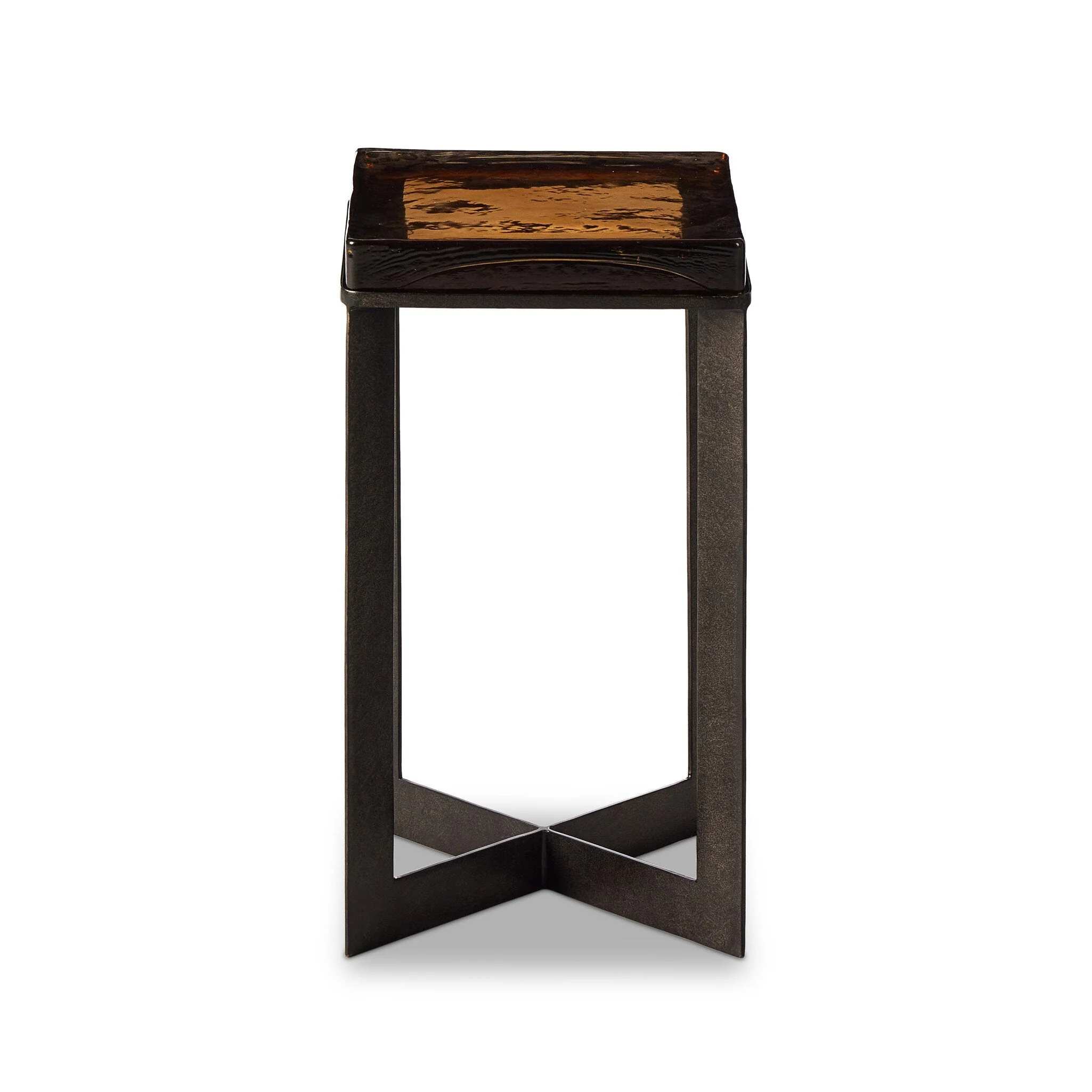 Lennie Cast Glass End Table - Amber Cast Glass - Image 3