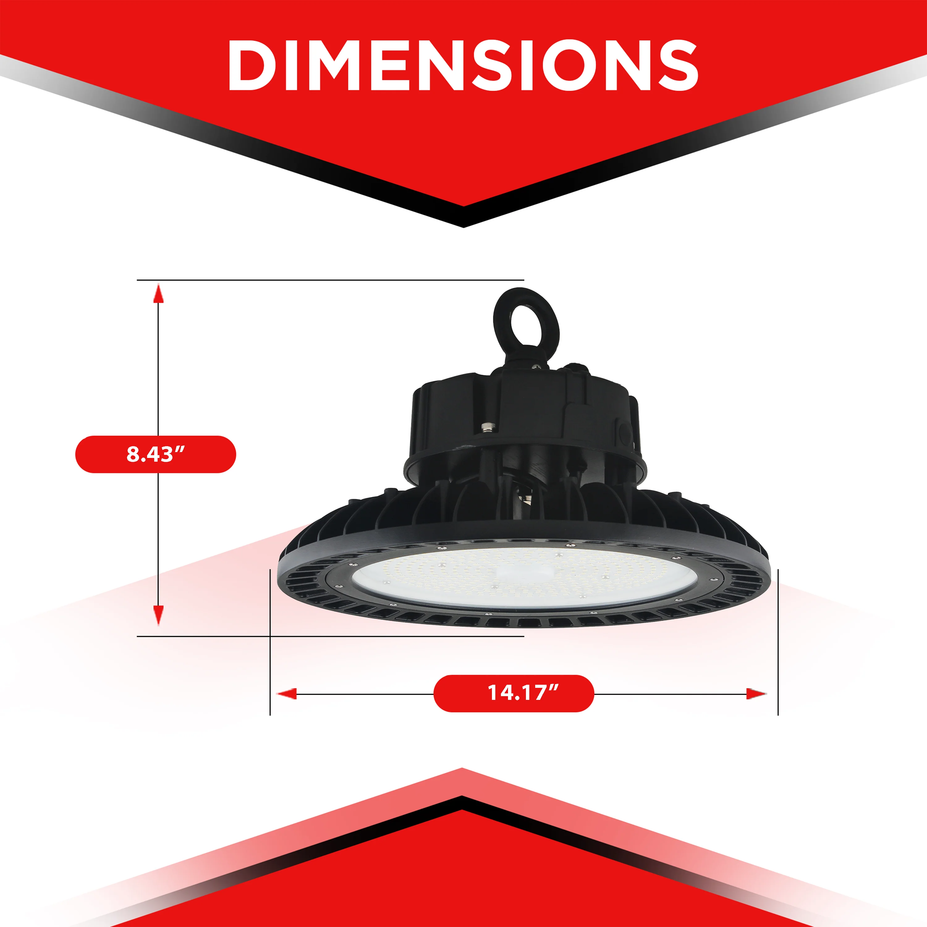 240W LED UFO High Bay - 34800 lumens - Glass Lens - IP65 Rated #146 - Image 2