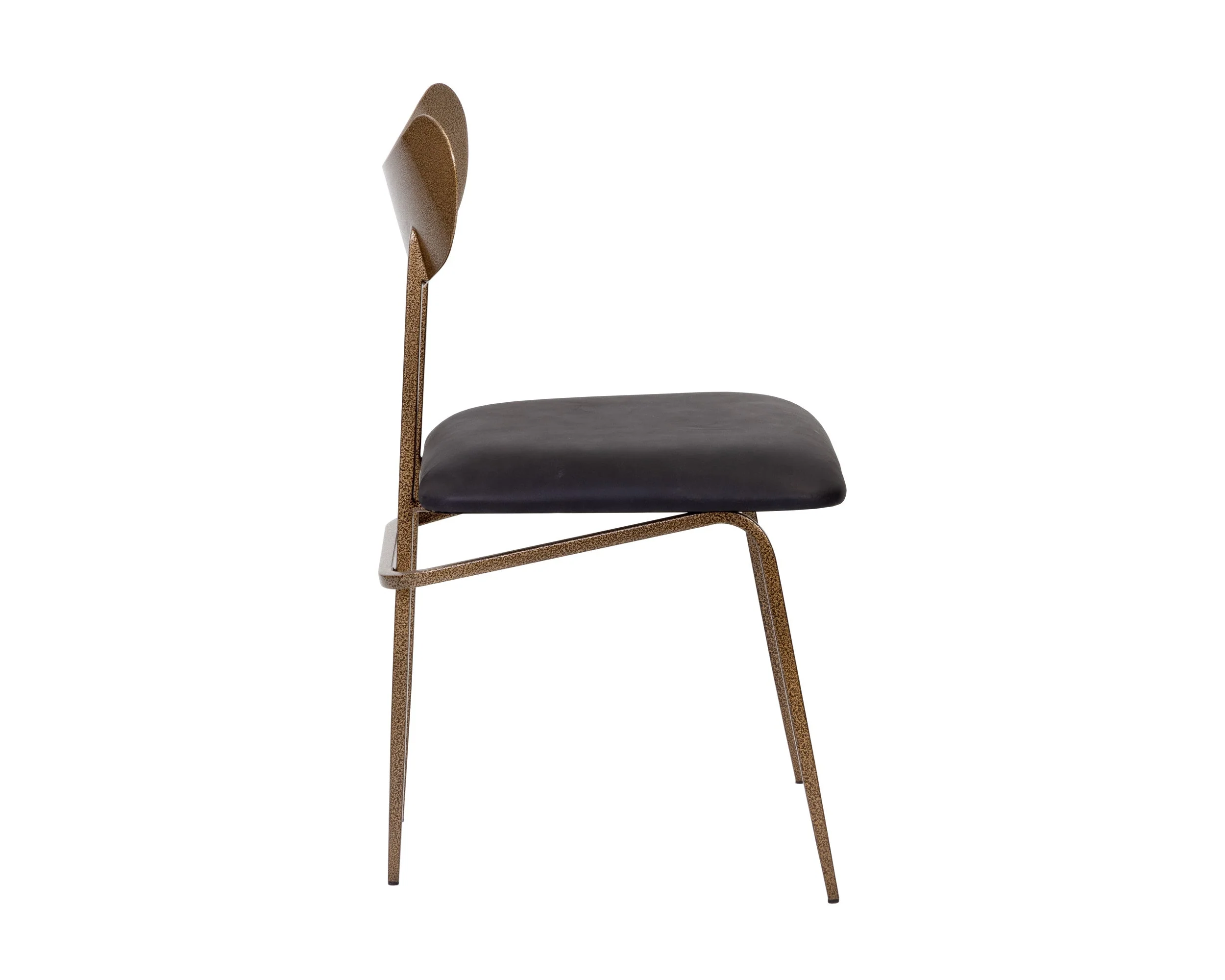 Gibbons Dining Chair - Antique Brass - Charcoal Black Leather - Image 3