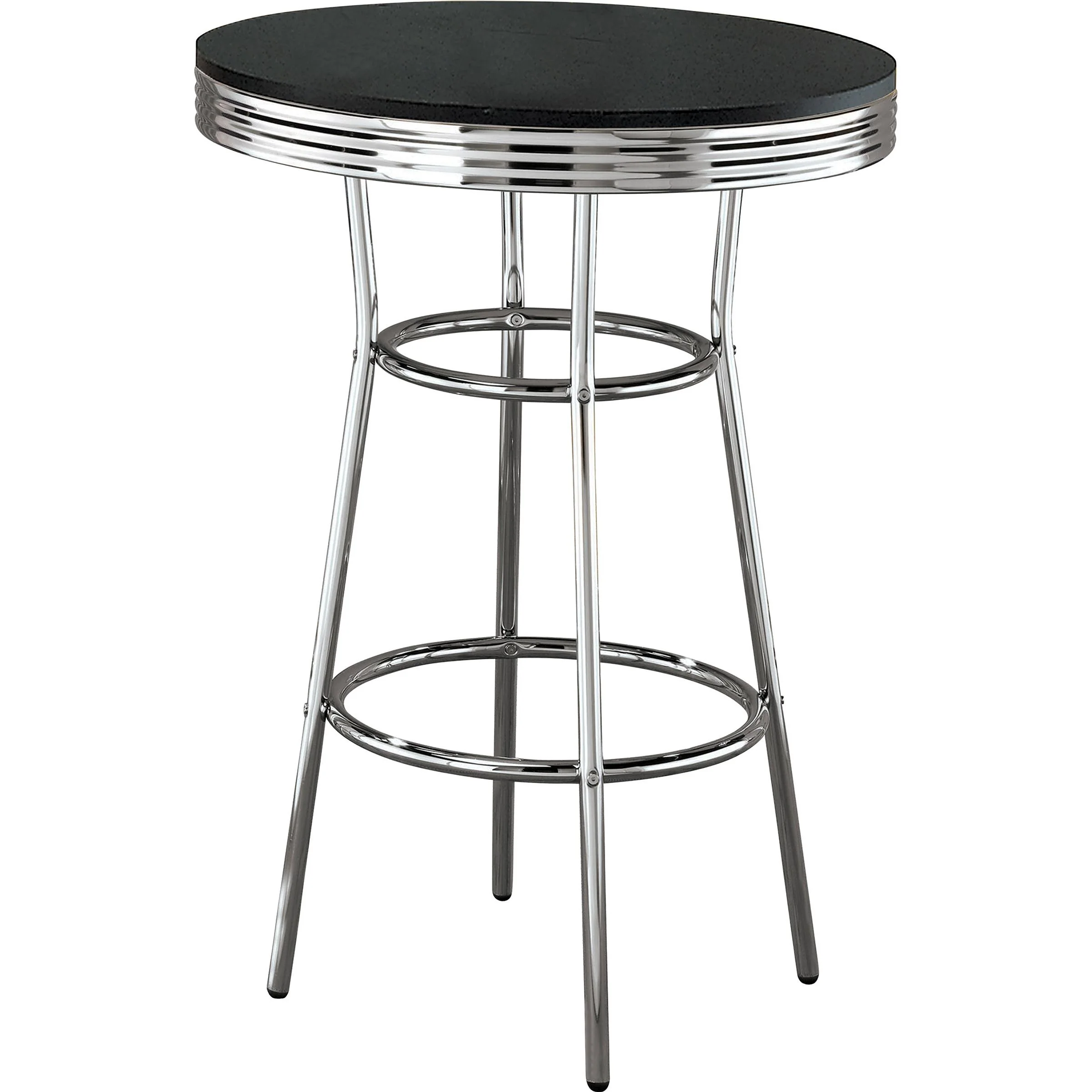 Coaster Furniture Retro 2405 Round 30-inch 1950's Bistro Pub Height Bar Table - Black - Image 1