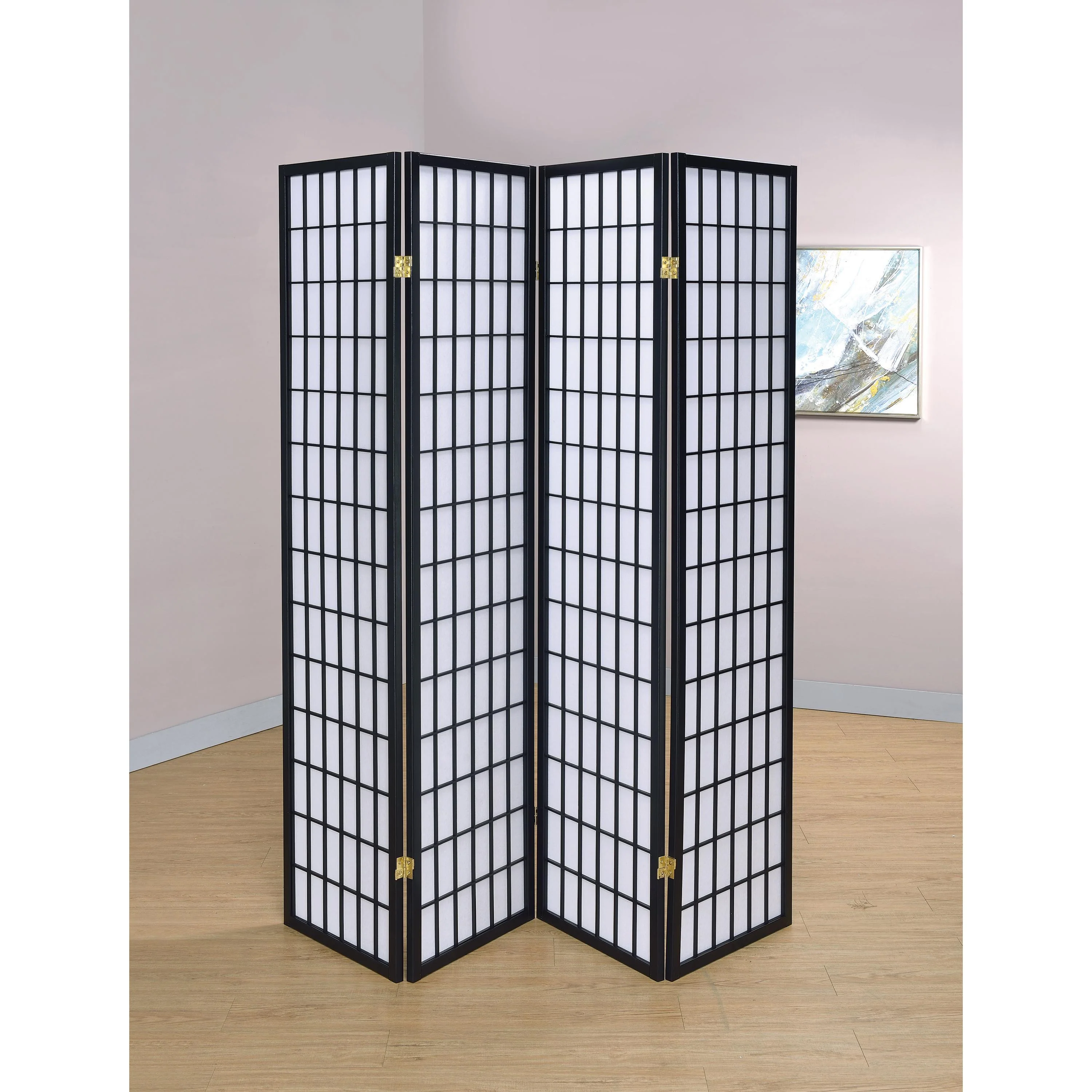 Coaster Furniture Roberto 4624 4-Panel Room Divider Folding Shoji Screen - Black - Image 3
