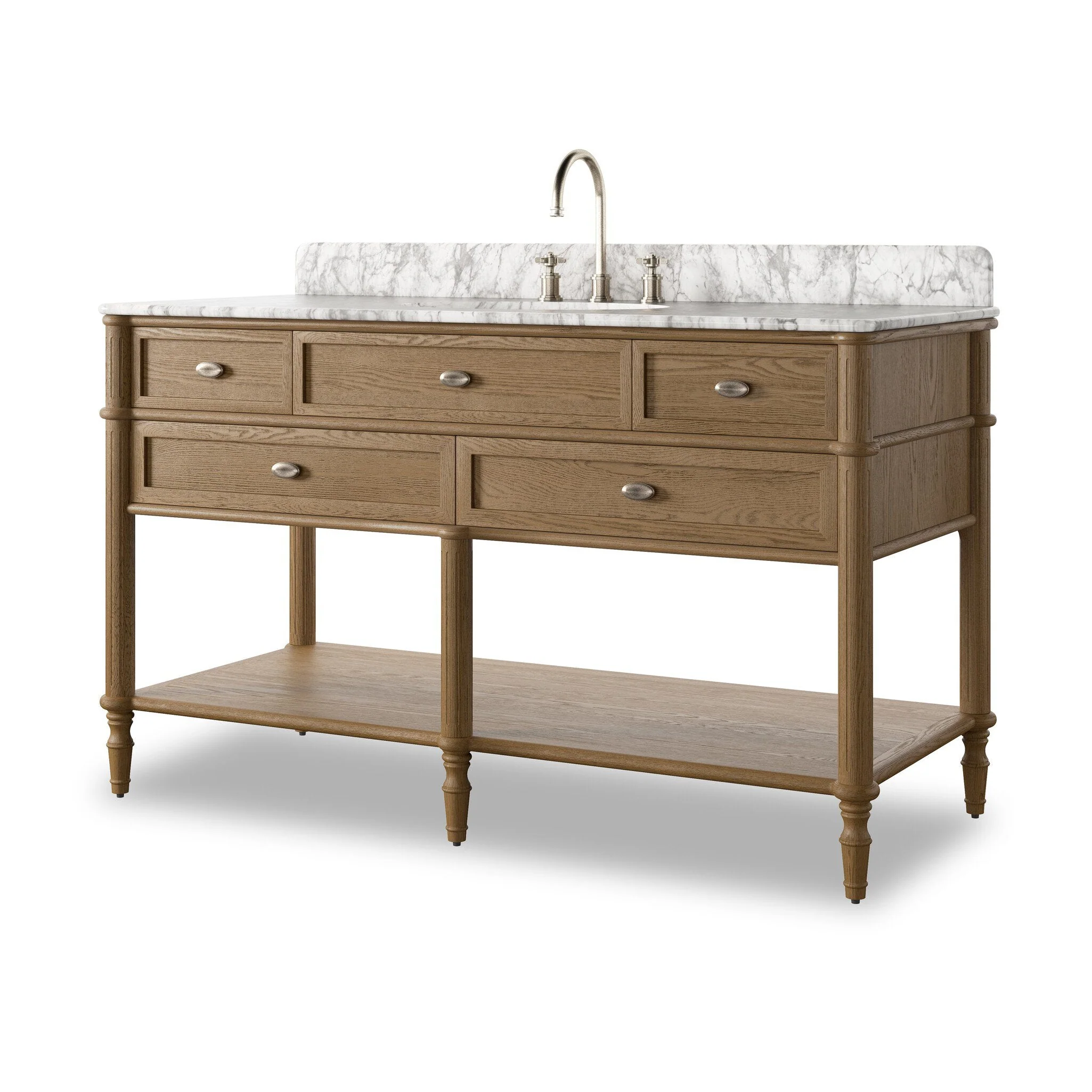 Toulouse Single Wide Vanity - Washed Blonde Oak Veneer - Image 2