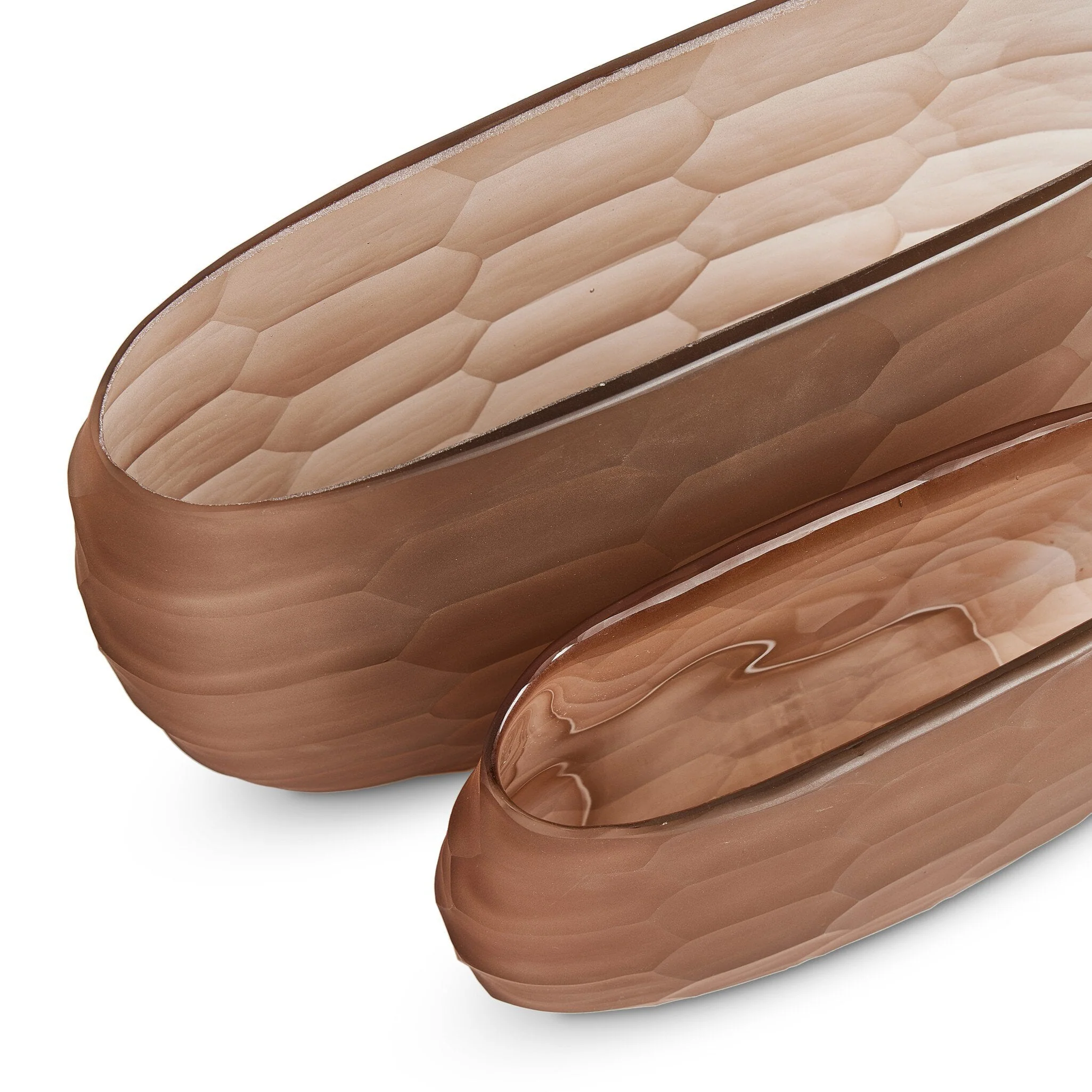 Textured Glass Oval Vases - Smoked Textured Glass - Image 3