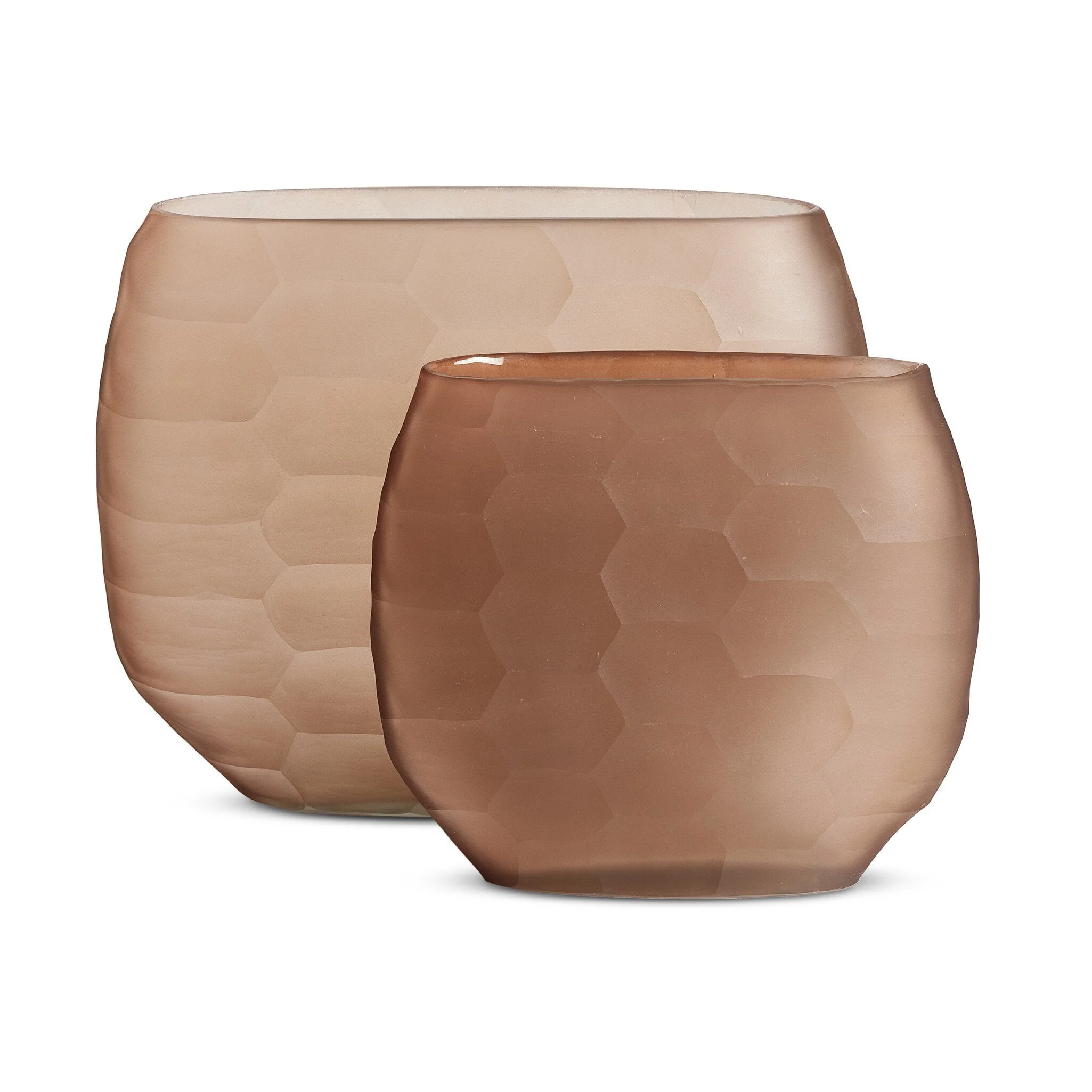 Textured Glass Oval Vases - Smoked Textured Glass - Image 1