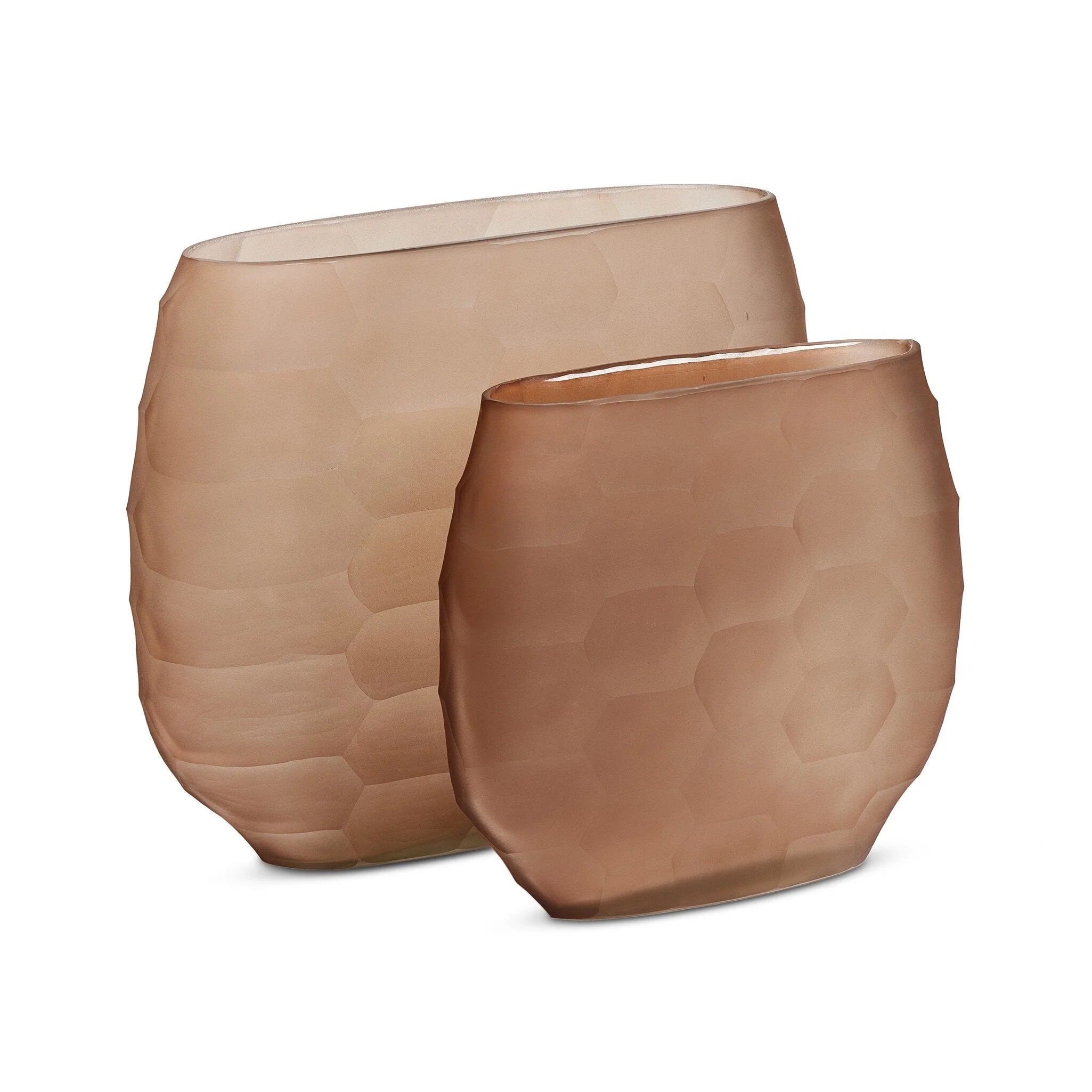 Textured Glass Oval Vases - Smoked Textured Glass - Image 2