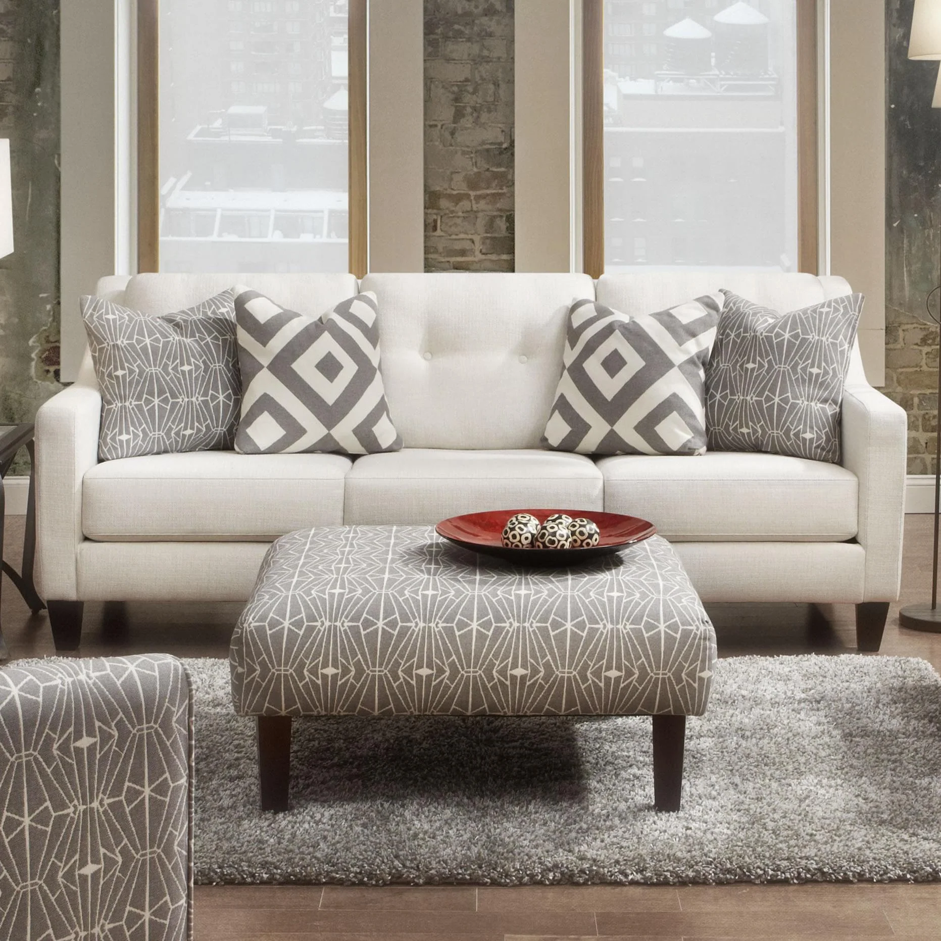 Fusion Furniture Stationary Fabric Sofa 3280BSugarshack Glacier - Image 2
