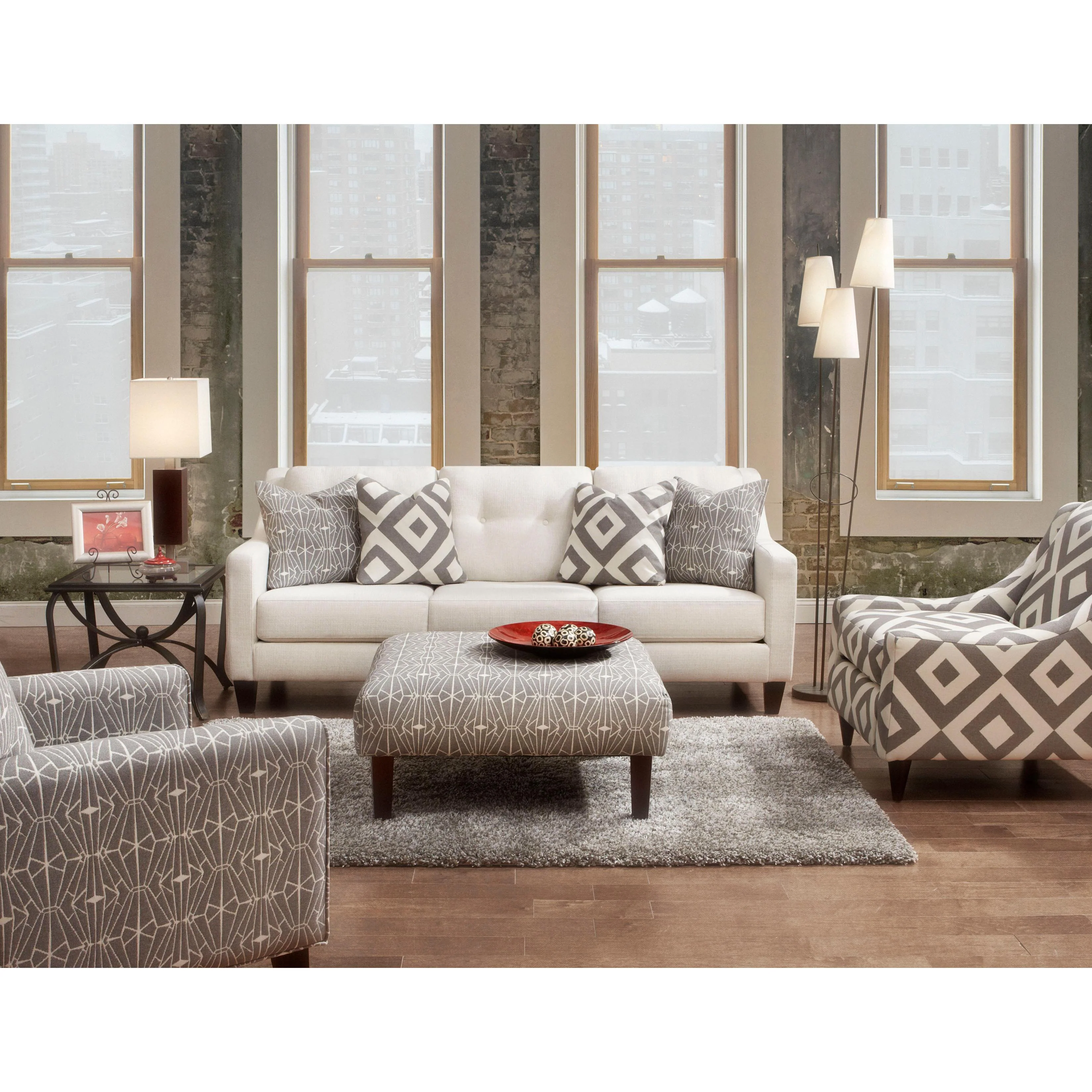 Fusion Furniture Stationary Fabric Sofa 3280BSugarshack Glacier - Image 3
