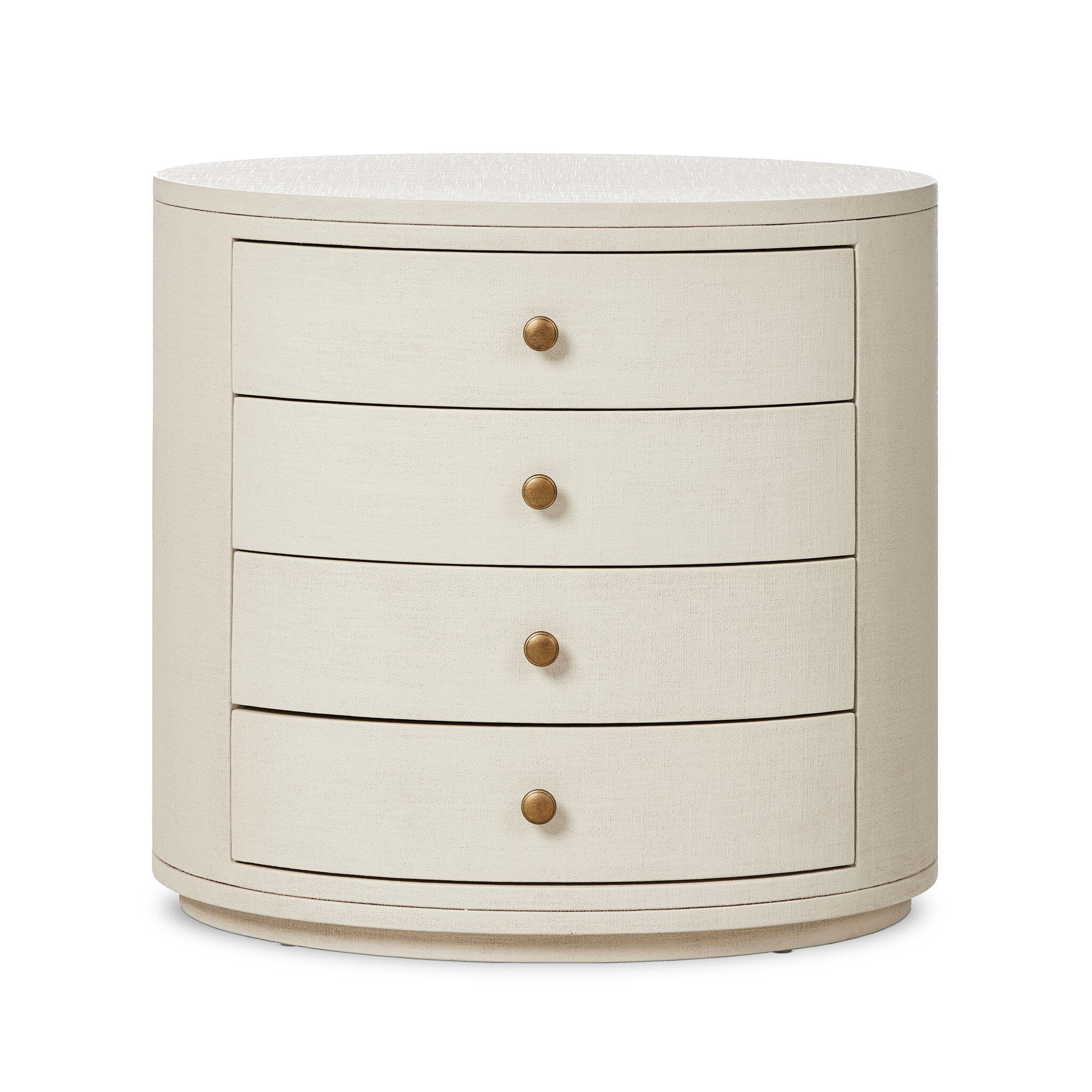Amelia Oval Nightstand - Ivory Painted Linen - Image 1