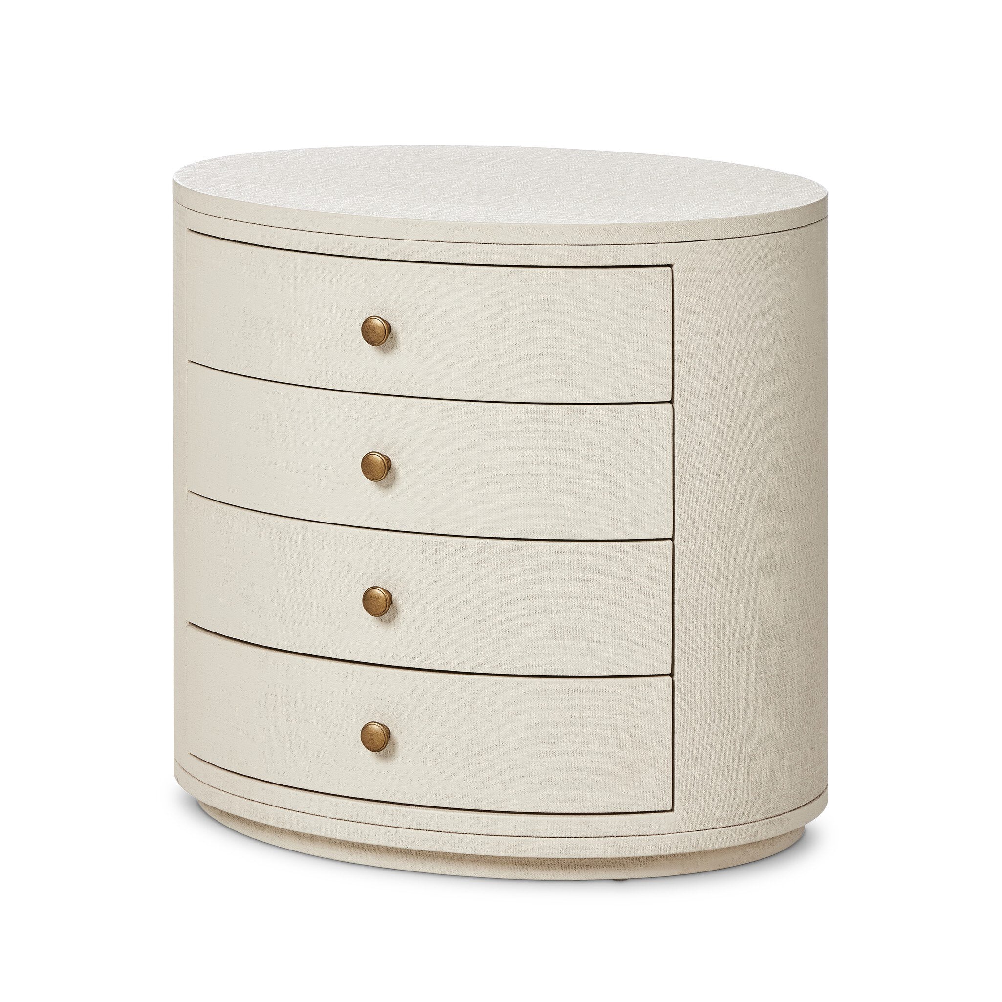 Amelia Oval Nightstand - Ivory Painted Linen - Image 2