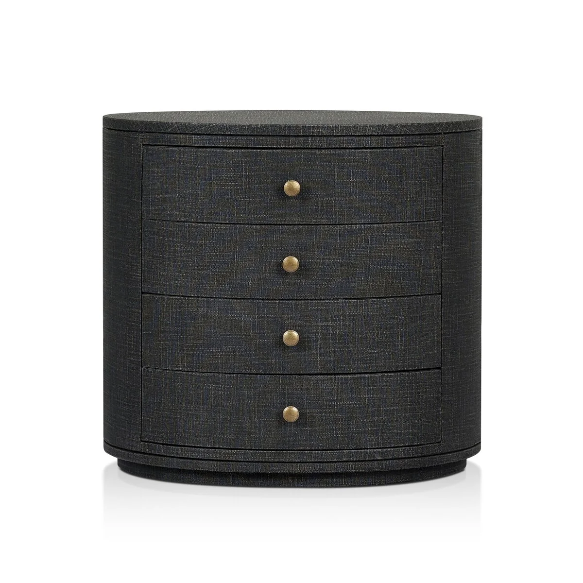 Amelia Oval Nightstand | Black Linen | Overstock - Image 1