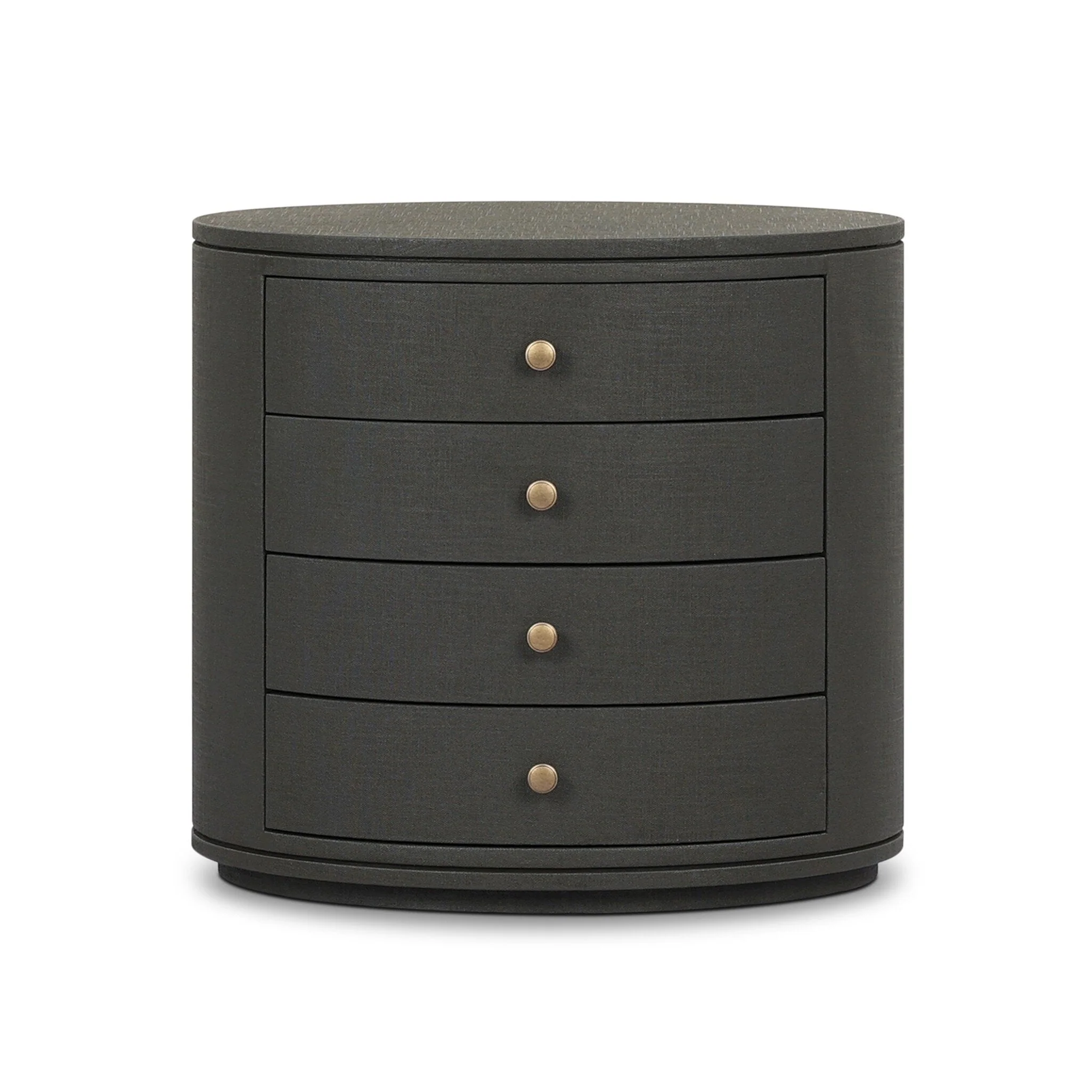 Amelia Oval Nightstand - Dark Green Lacquered Linen - Image 1