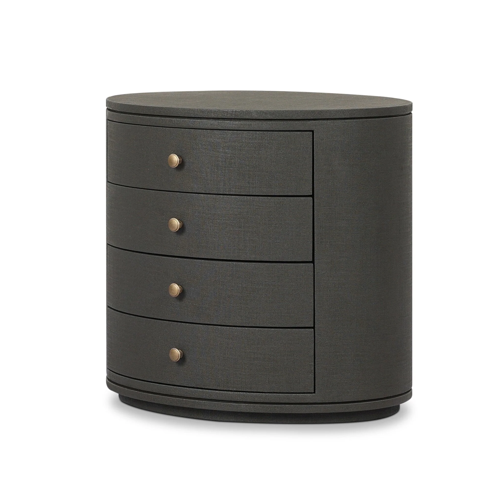Amelia Oval Nightstand - Dark Green Lacquered Linen - Image 2