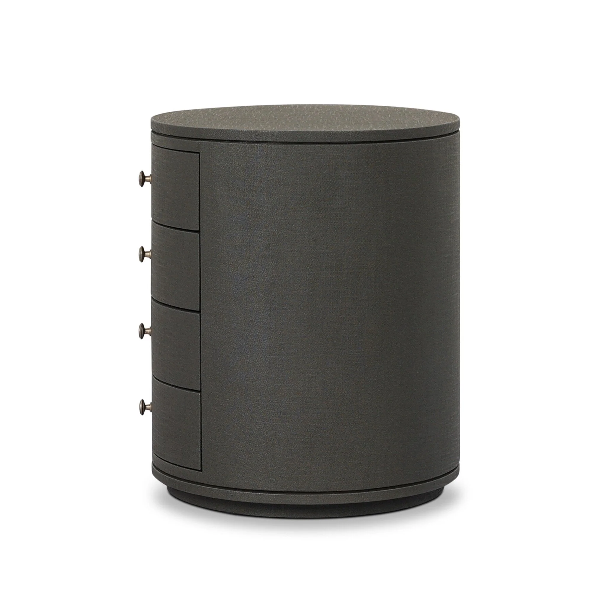 Amelia Oval Nightstand - Dark Green Lacquered Linen - Image 3