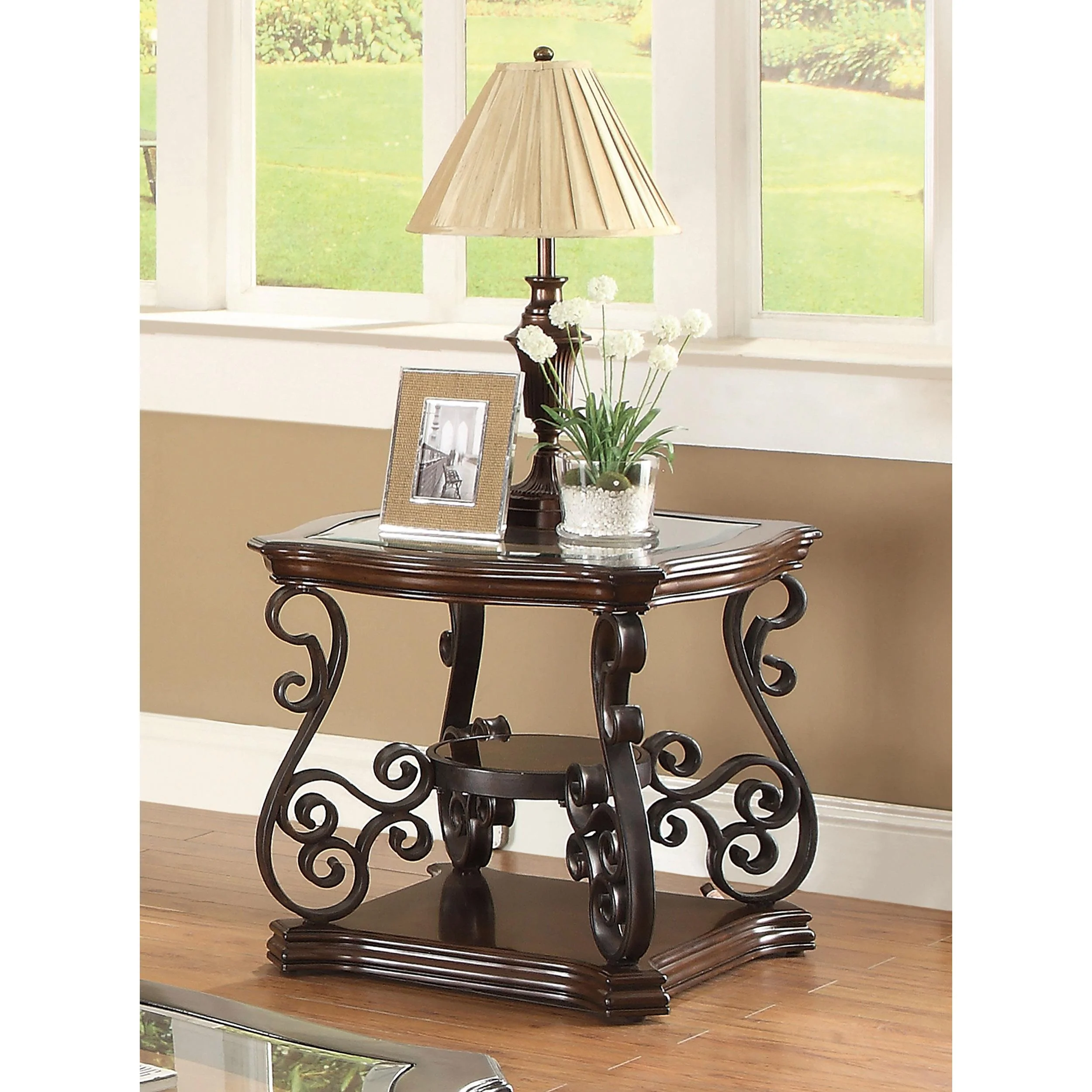 Coaster Furniture Laney 702447 1-shelf Glass Top Rectangular End Table - Deep Merlot - Image 1