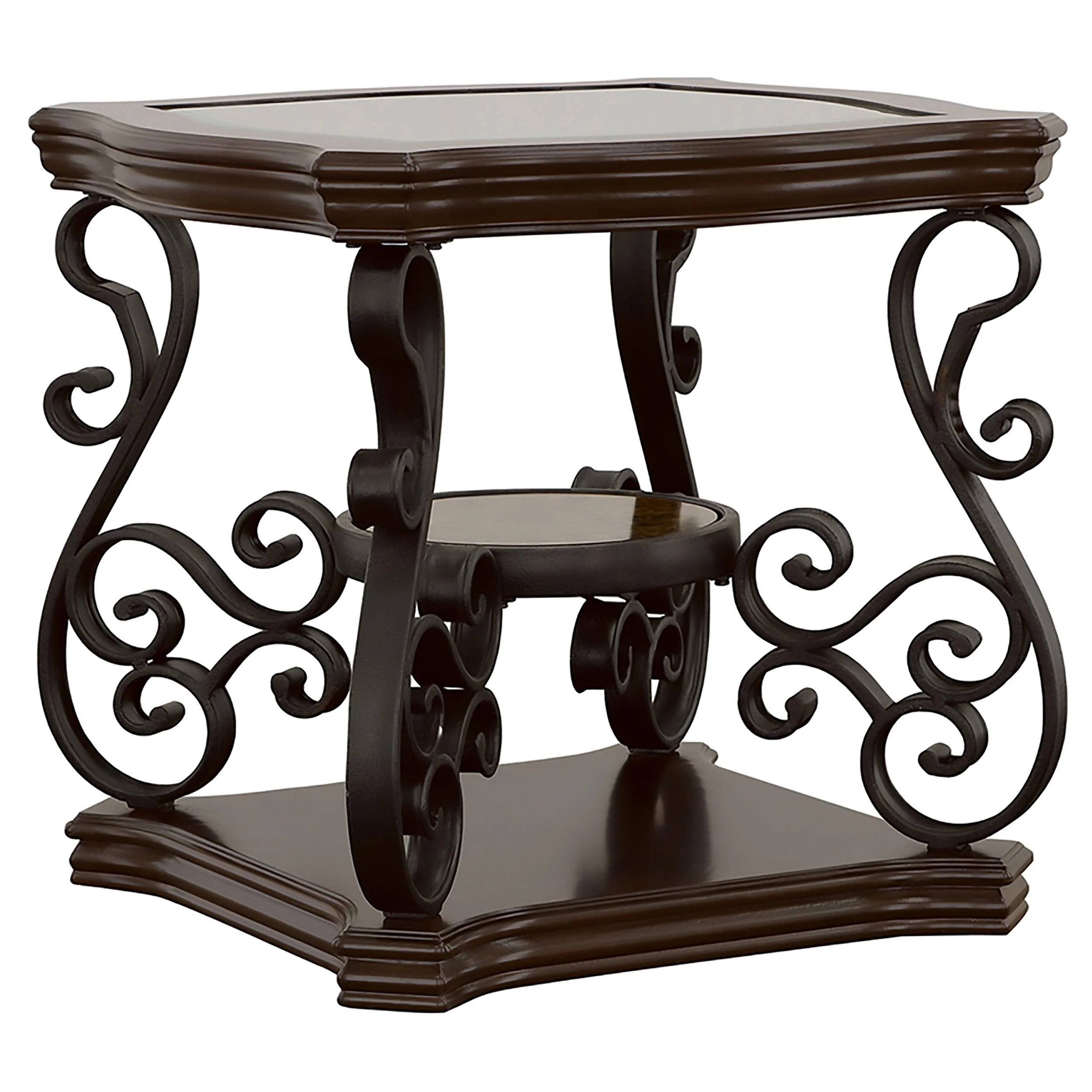 Coaster Furniture Laney 702447 1-shelf Glass Top Rectangular End Table - Deep Merlot - Image 2