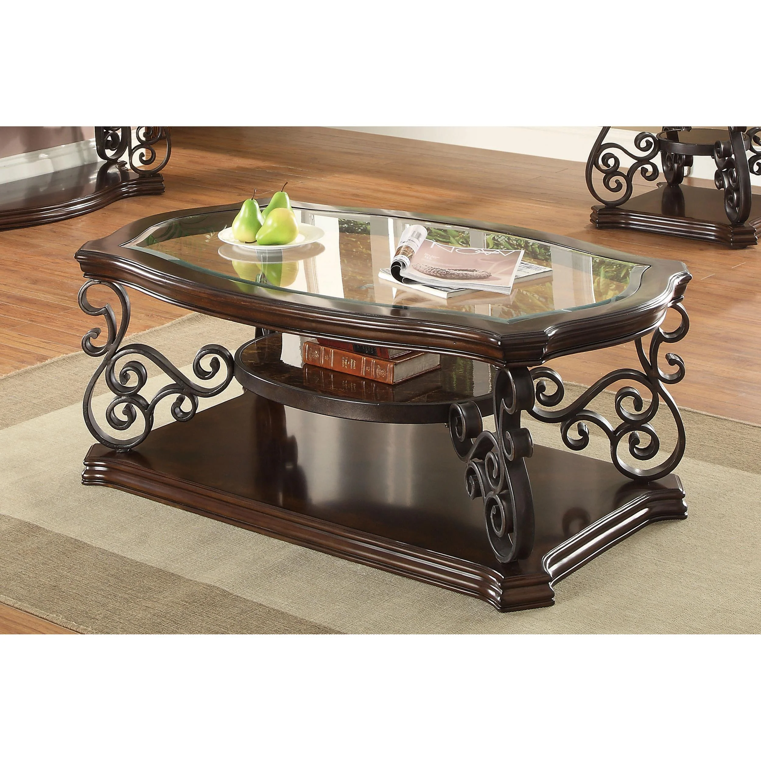 Coaster Furniture Laney 702448 1-shelf Glass Top Rectangular Coffee Table - Deep Merlot - Image 1