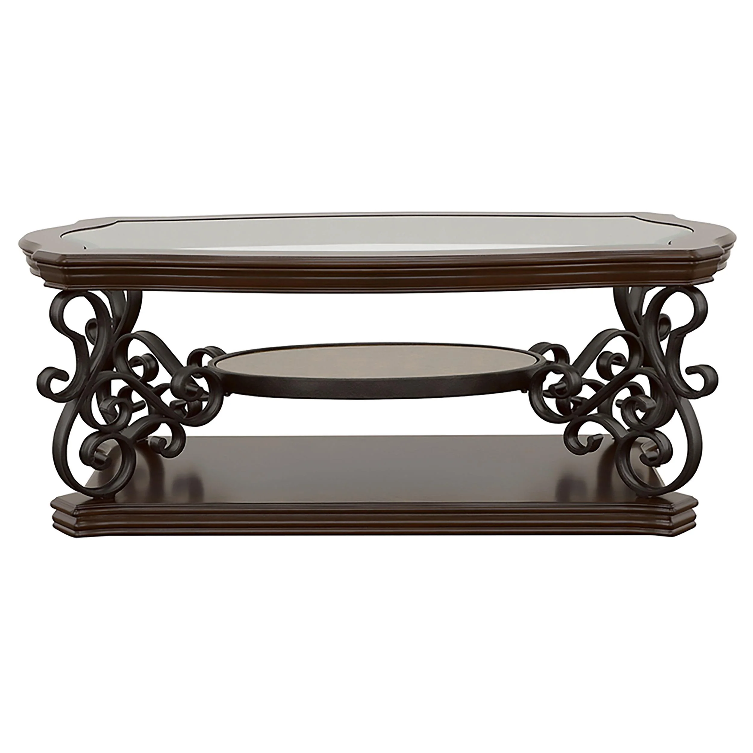 Coaster Furniture Laney 702448 1-shelf Glass Top Rectangular Coffee Table - Deep Merlot - Image 3