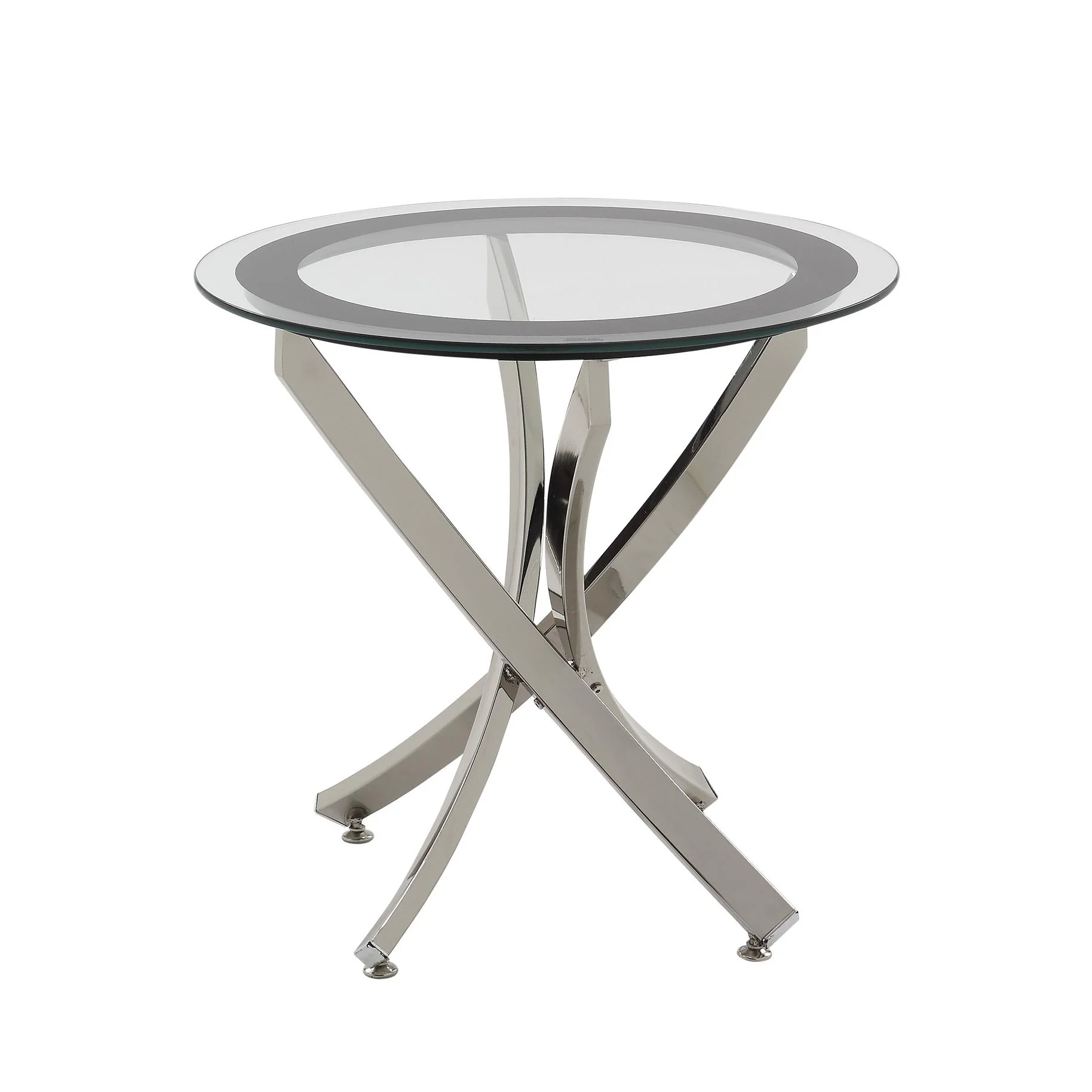 Coaster Furniture Brooke 702587 Round Glass Top Side End Table Metal Base – Chrome