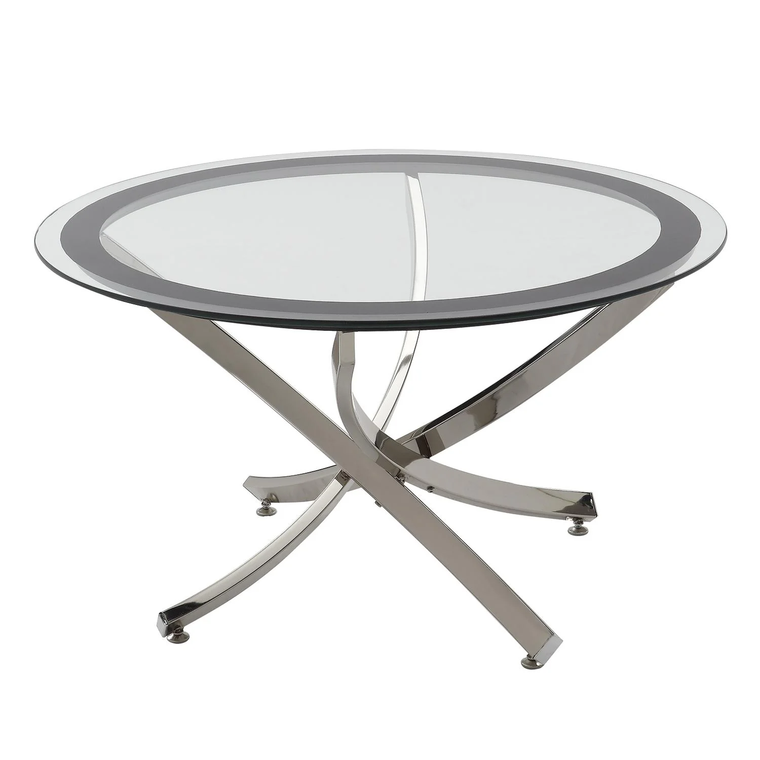 Coaster Furniture Brooke 702588 Round Glass Top Coffee Table Metal Base – Chrome