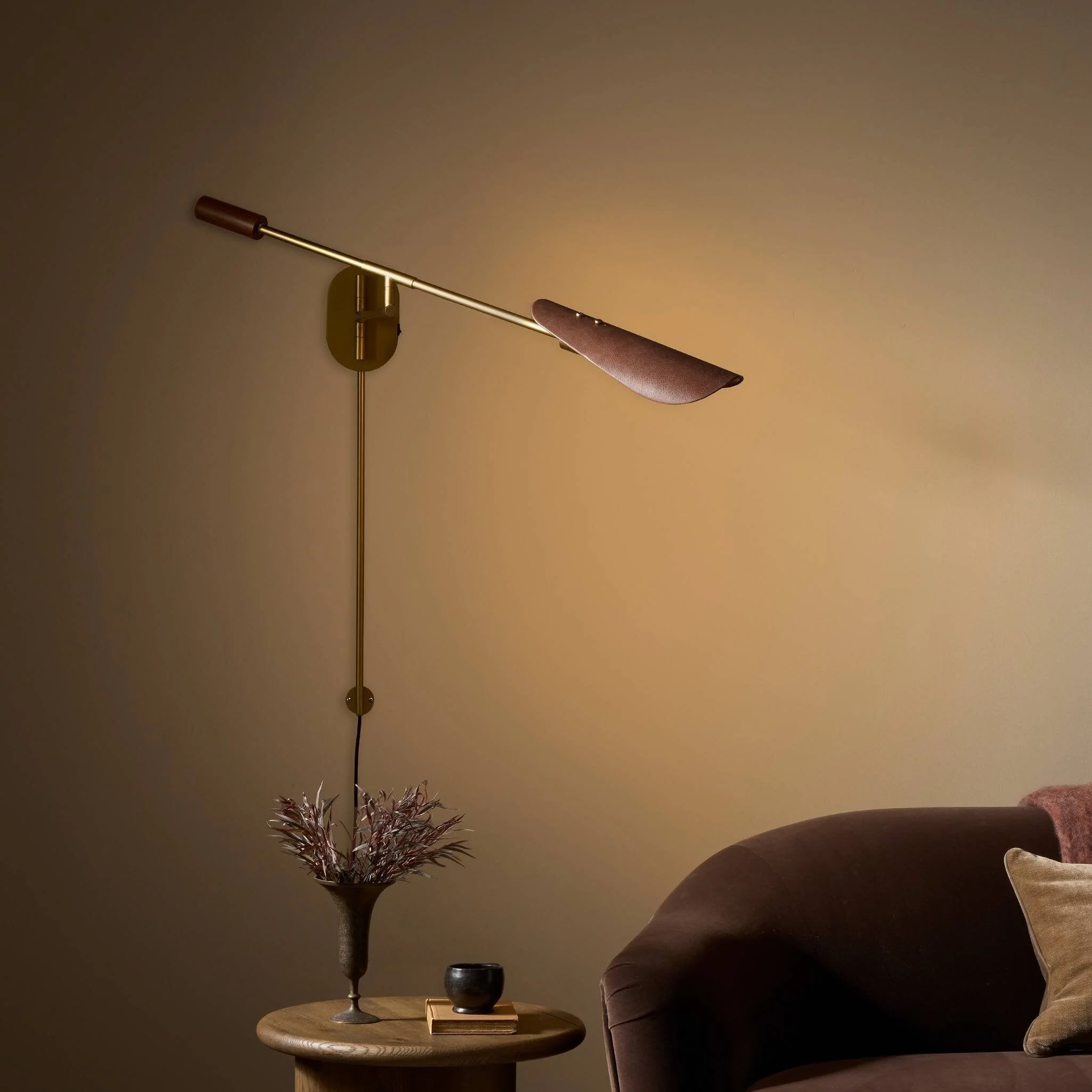 Astrid Sconce - Antique Brass | Dark Brown Leather - Image 3