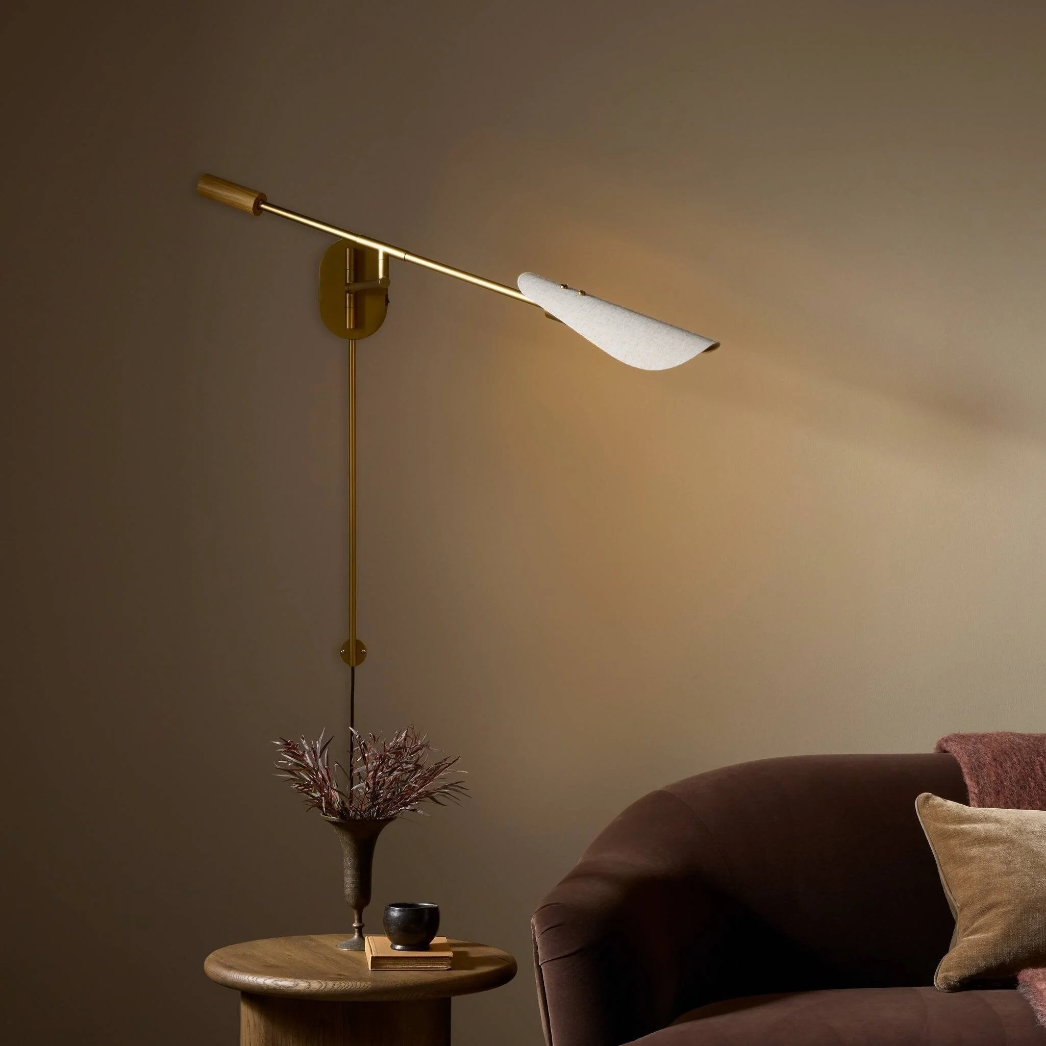Astrid Sconce - Antique Brass | Flax Linen - Image 3