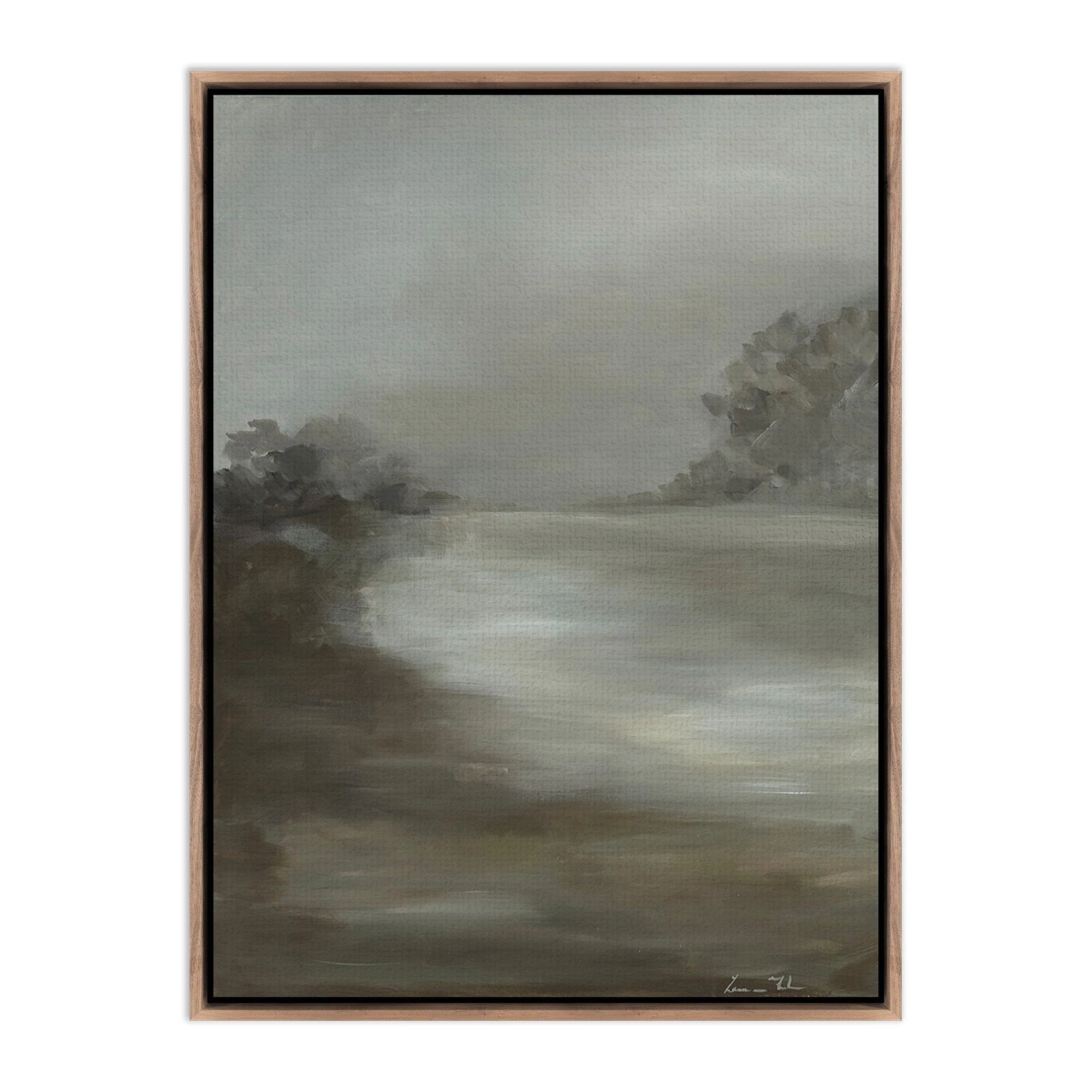 Morning II by Lauren Fuhr	 - Rustic Walnut Floater - Image 1