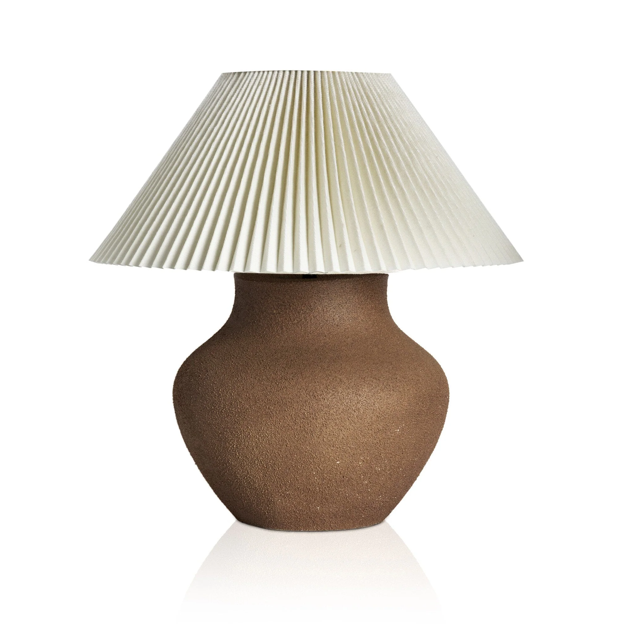 Parma Table Lamp - Textured Dark Sand Porcelain | Pleated Shade - Image 1