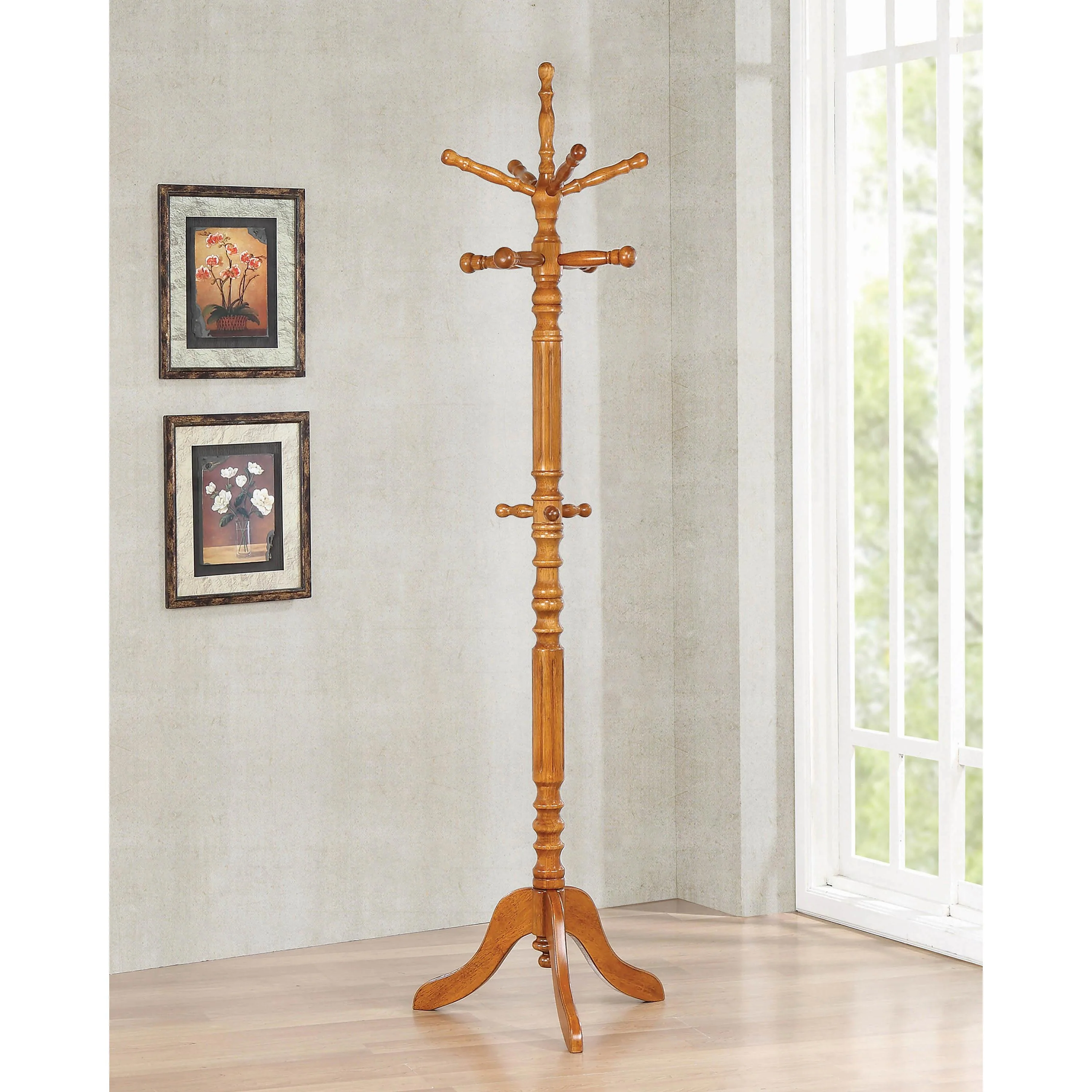 Coaster Furniture Achelle 900759 11 Hook Freestanding Coat Rack Hanger - Golden Brown - Image 2