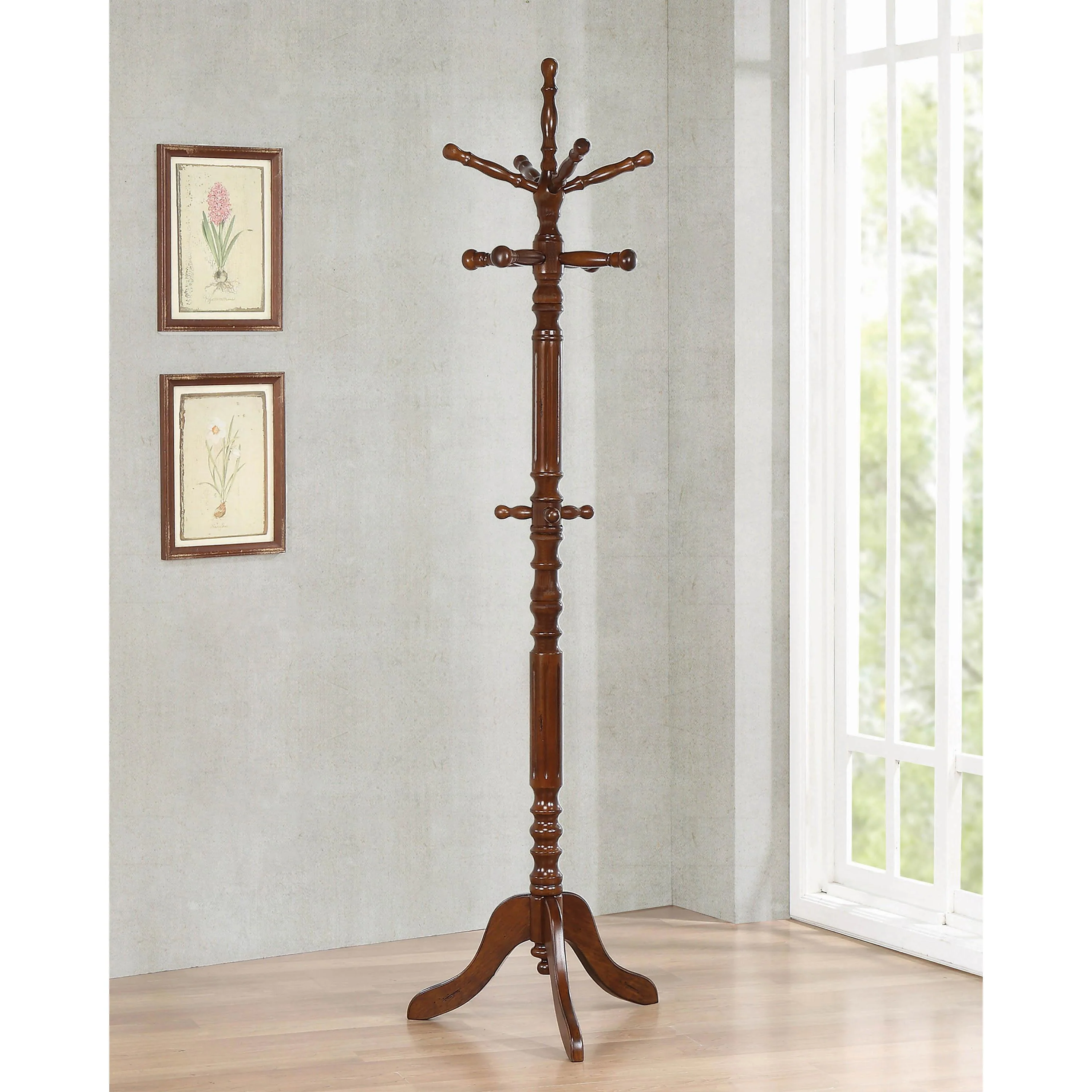 Coaster Furniture Achelle 900769 11 Hook Freestanding Coat Rack Hat Hanger - Tobacco - Image 2