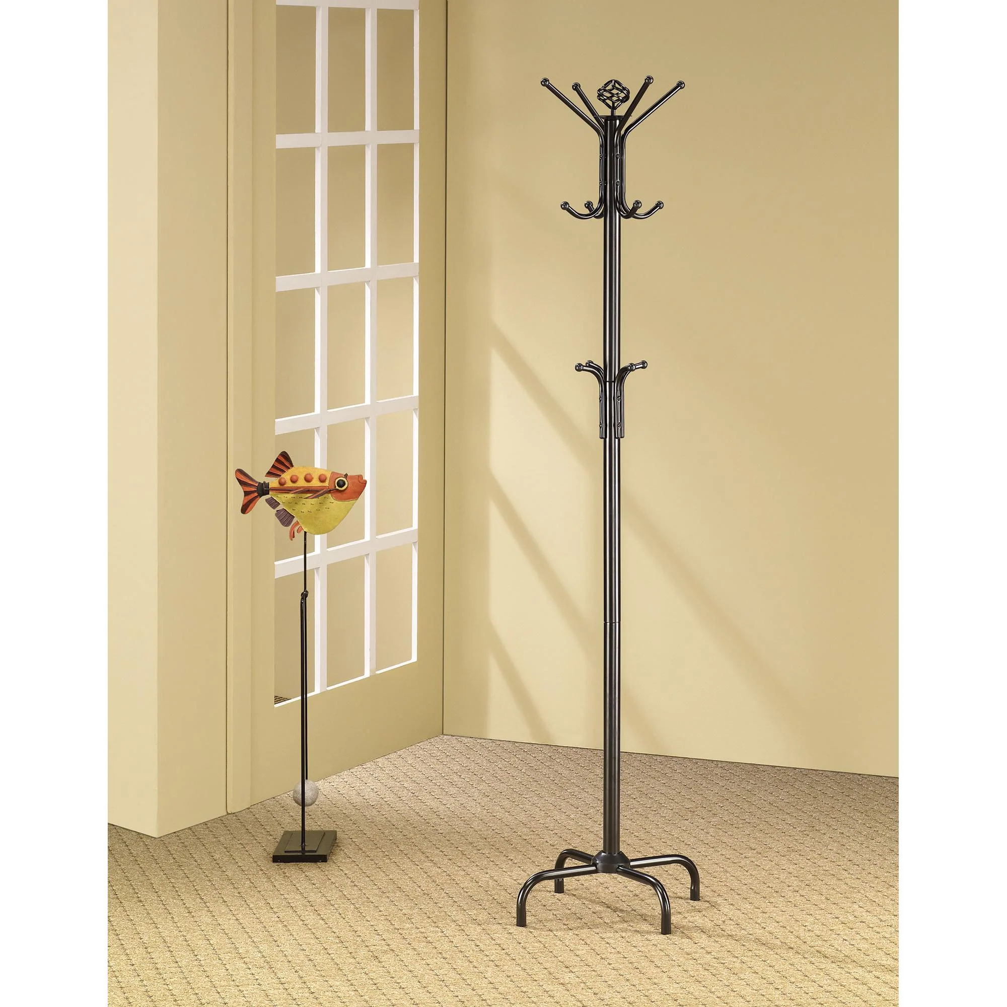 Coaster Furniture Collier 2019 12 Hook Freestanding Coat Rack Hat Hanger – Black