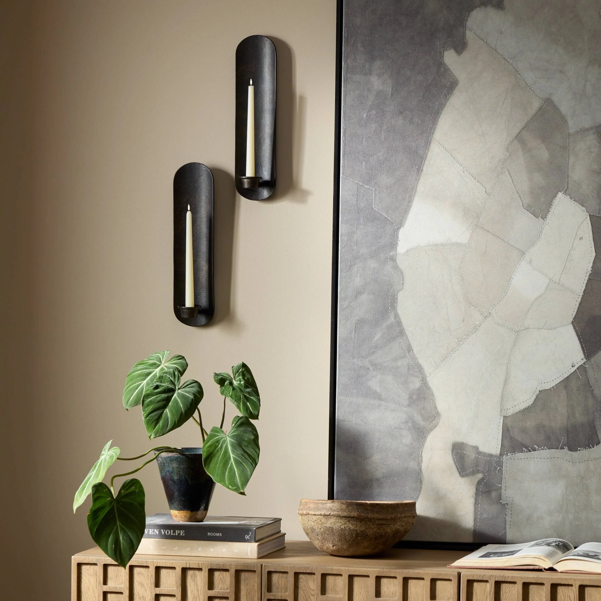 Pilla Wall Mounted Candle Holder-Set Of 2 - Distressed Bronze - Image 3