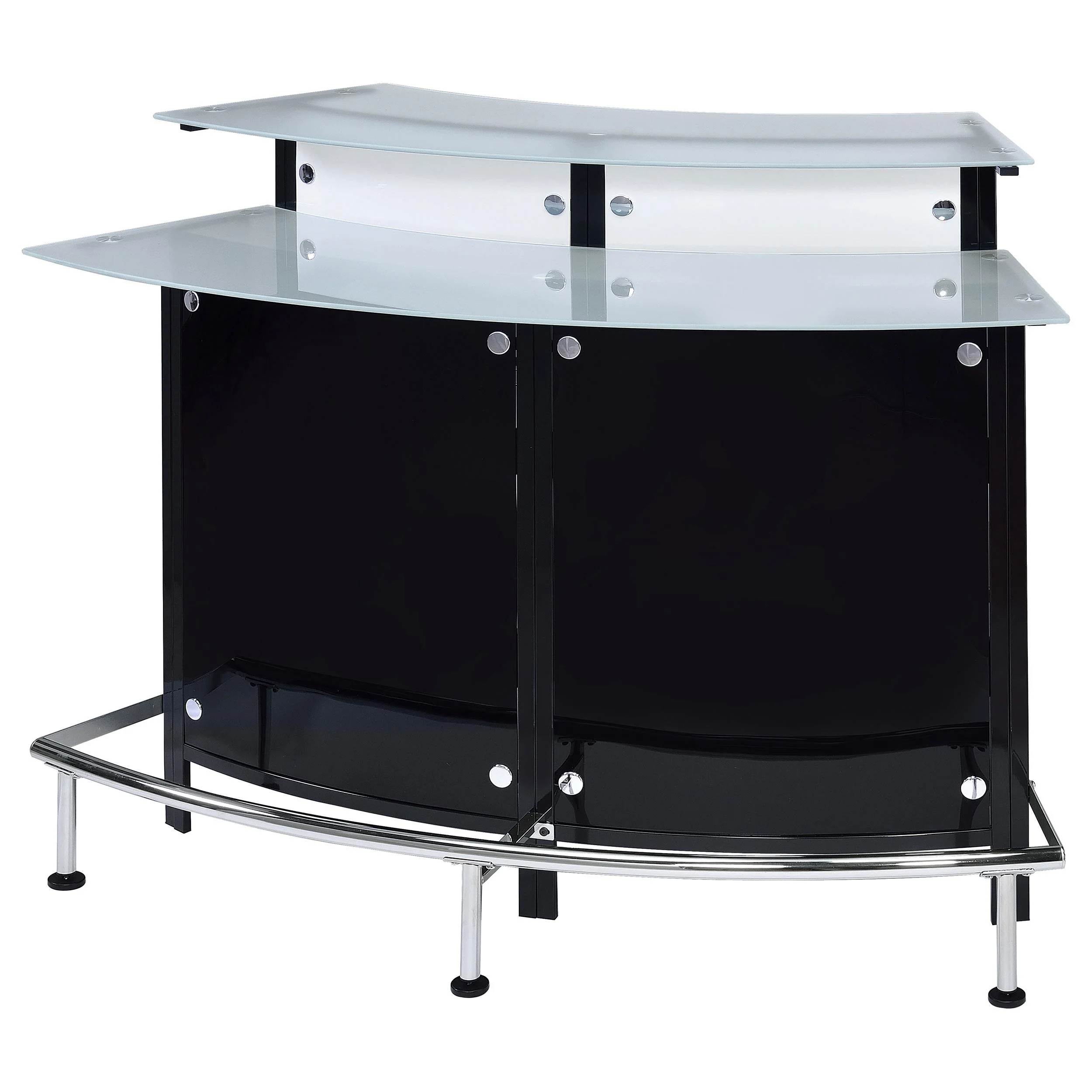 Coaster Furniture Keystone 100139 Curved Glass Top Home Bar Wine Cabinet - Black - Image 3