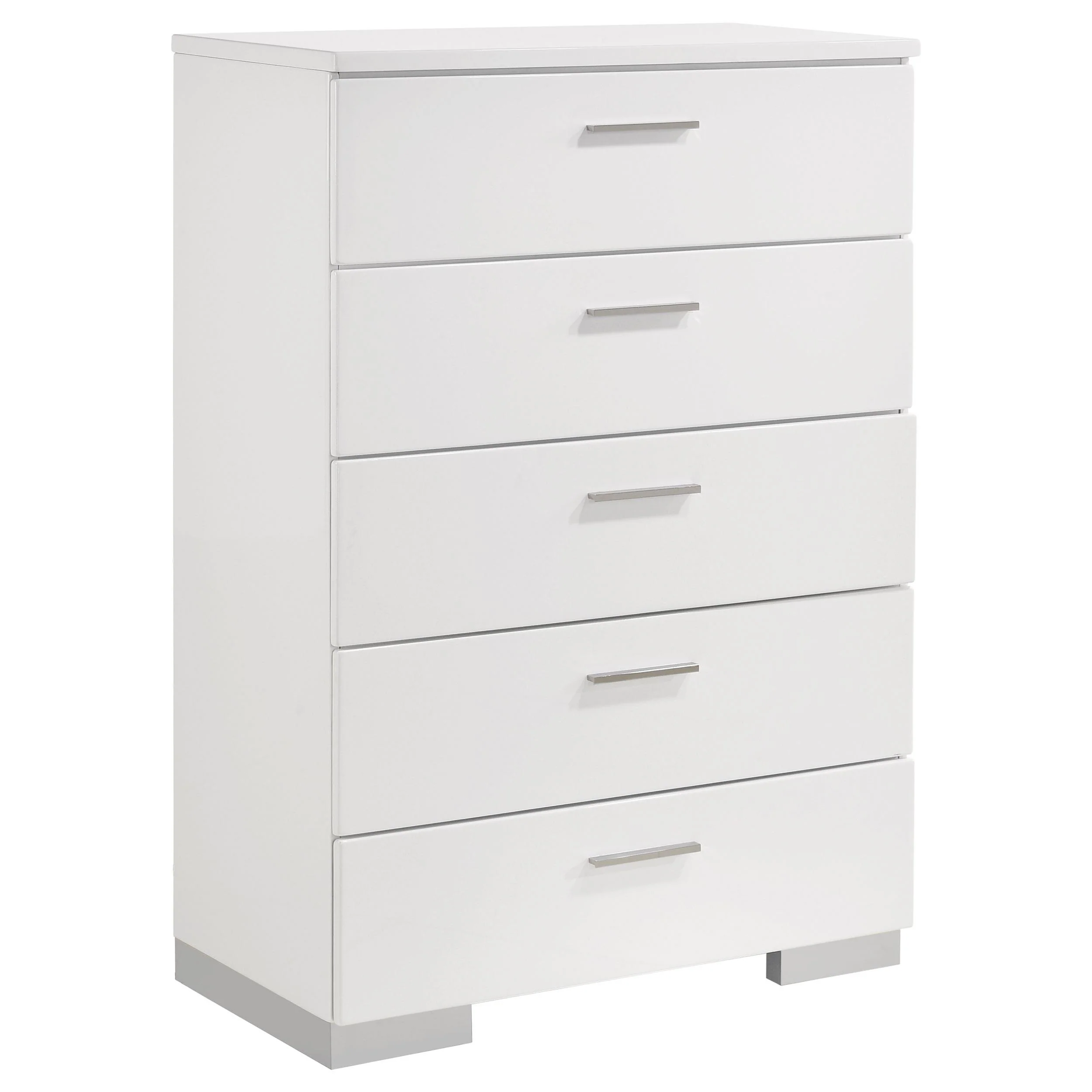 Coaster Furniture Felicity 203505 5-Drawer Bedroom Chest – White High Gloss