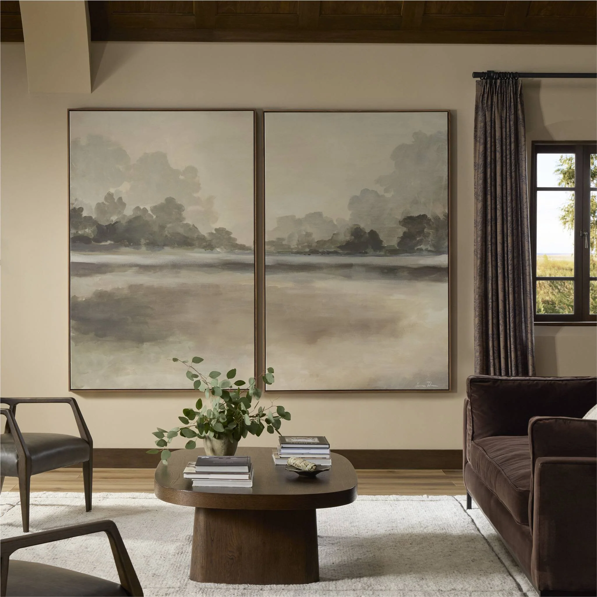 Reflections Diptych by Lauren Fuhr - Walnut Floater | 96" x 72" - Image 3