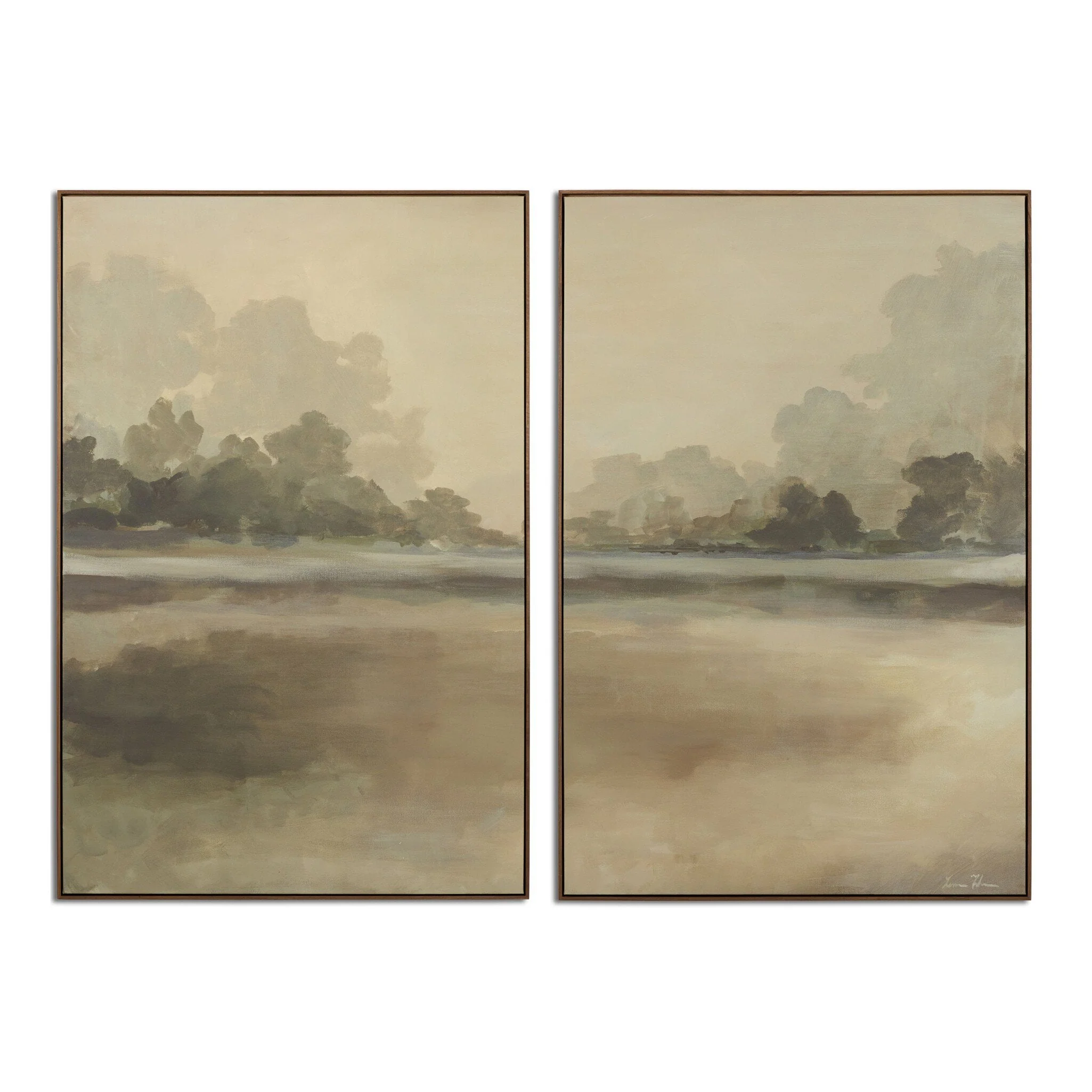 Reflections Diptych by Lauren Fuhr - Walnut Floater | 66" x 48" - Image 1