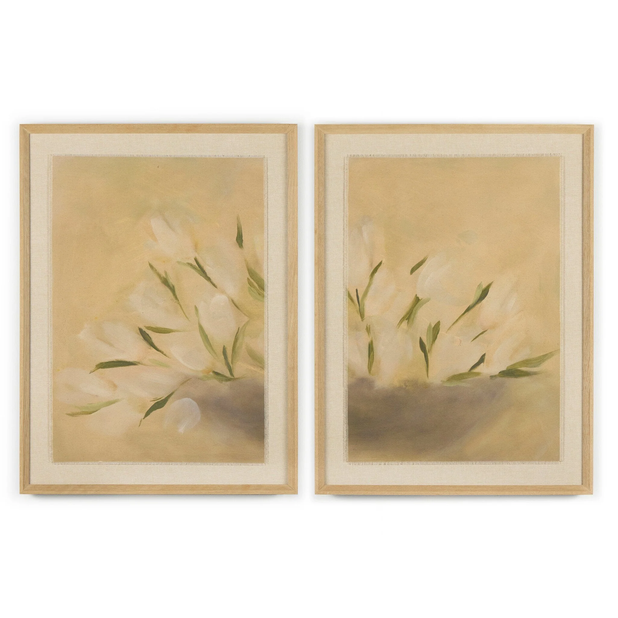 Bowl Of Tulips Diptych by Jess Engle - RoofTop 1.5 Vertical Grain White Oak | 36" x 24" - Image 1