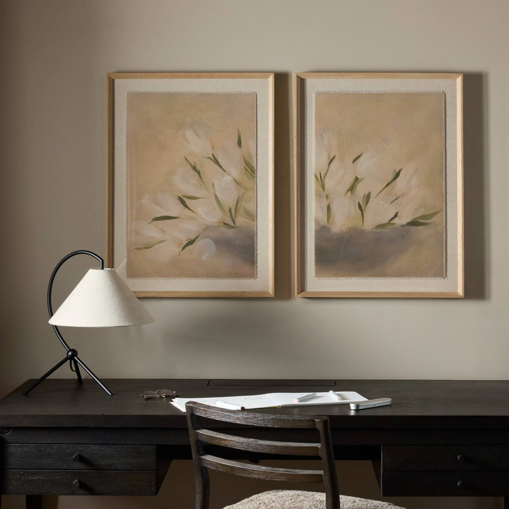 Bowl Of Tulips Diptych by Jess Engle - RoofTop 1.5 Vertical Grain White Oak | 48" x 32" - Image 2
