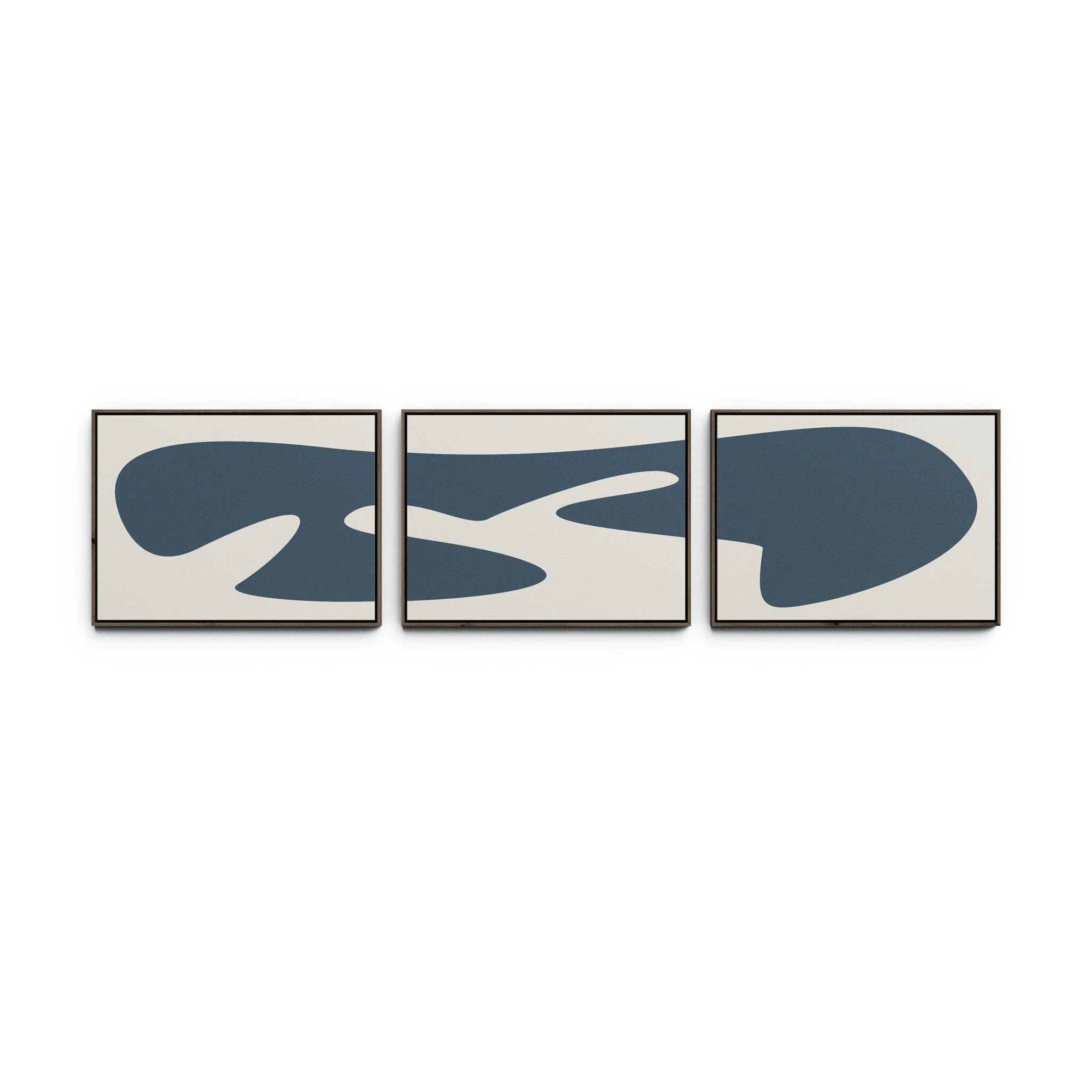 Organic Curves 3 Triptych by FH Art Studio - Rustic Walnut Floater | 96" x 24" - Image 1