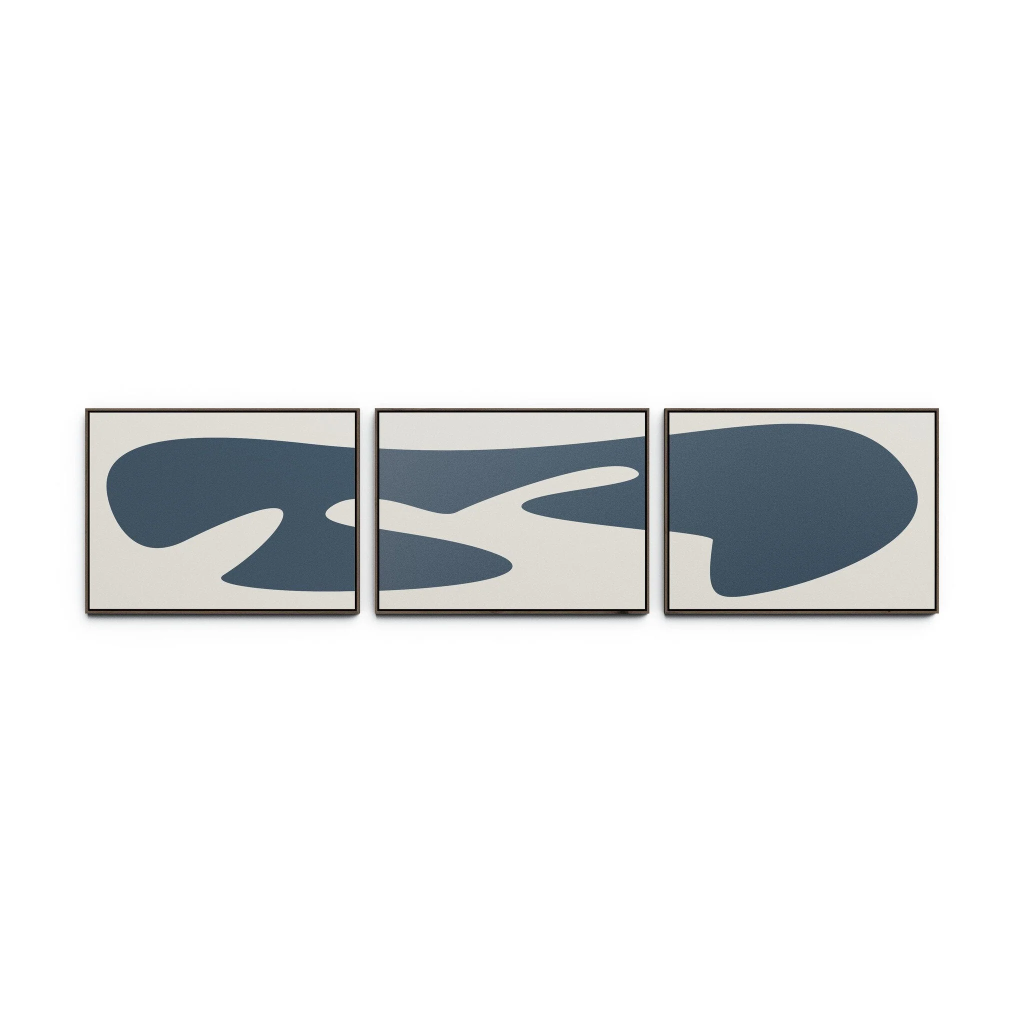 Organic Curves 3 Triptych by FH Art Studio - Rustic Walnut Floater | 120" x 30" - Image 1