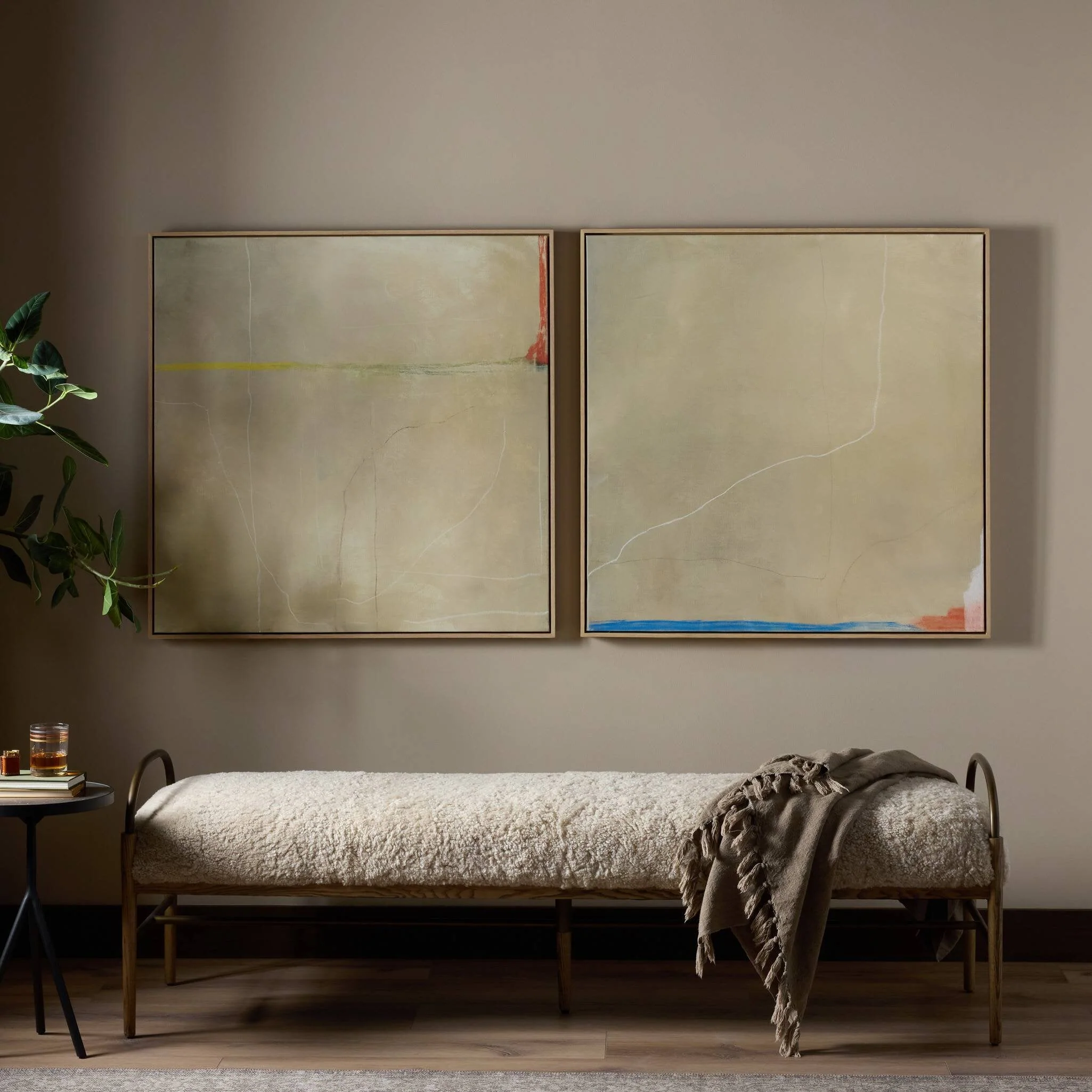 Lines Diptych by Lauren Fuhr - Vertical Grain White Oak Floater - Image 2