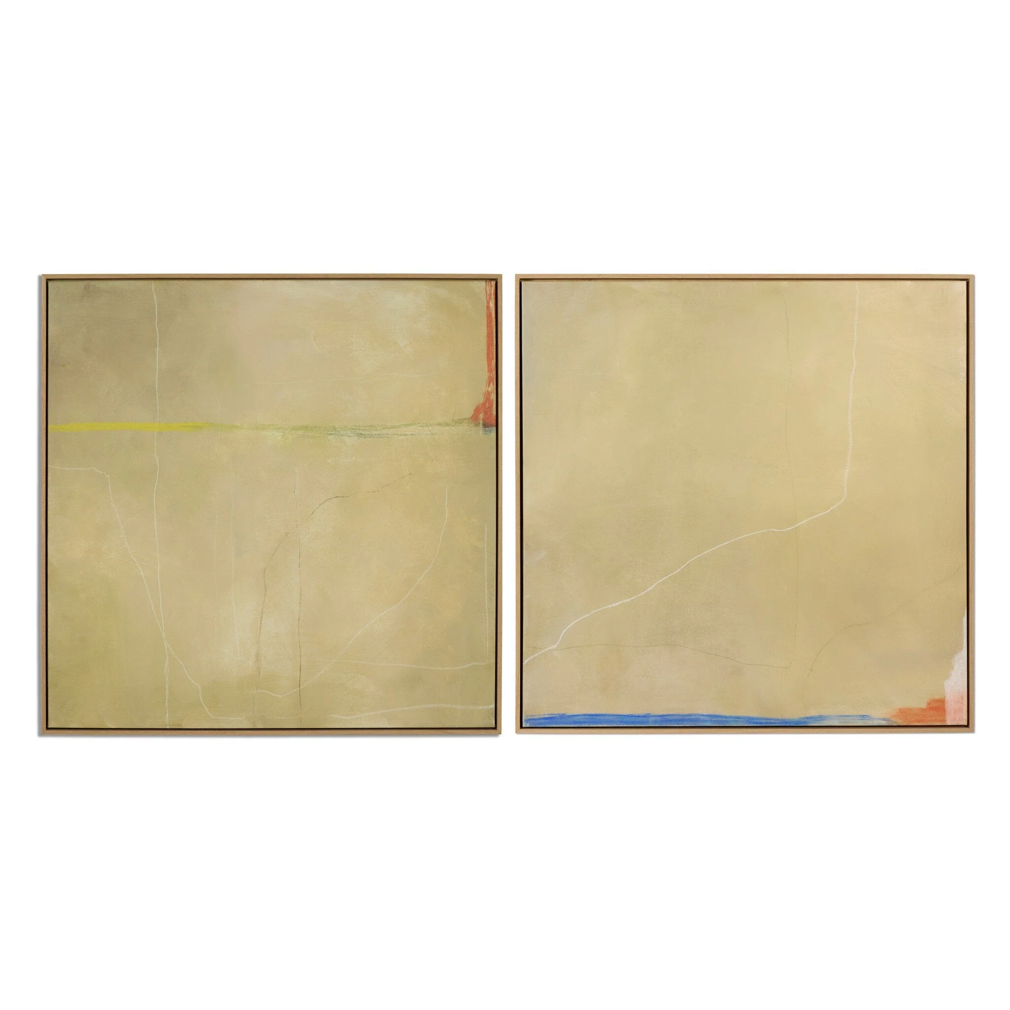 Lines Diptych by Lauren Fuhr - Vertical Grain White Oak Floater - Image 1