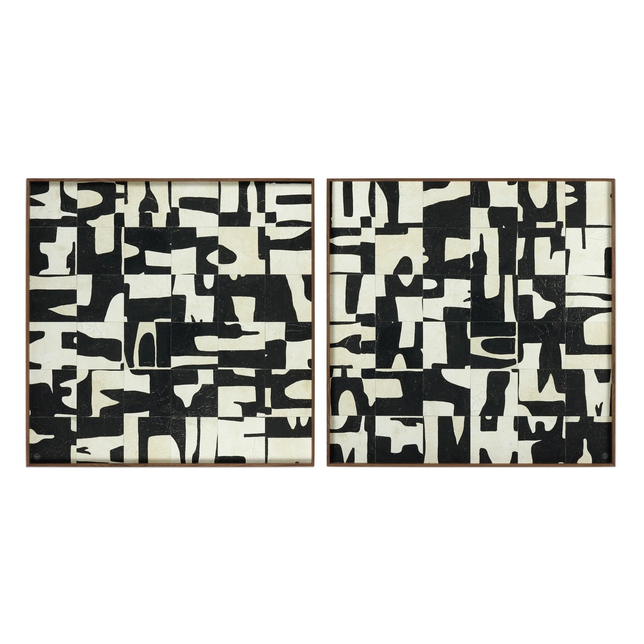 Ancestral I Diptych by Douglas Galloway - Walnut Floater - Image 1
