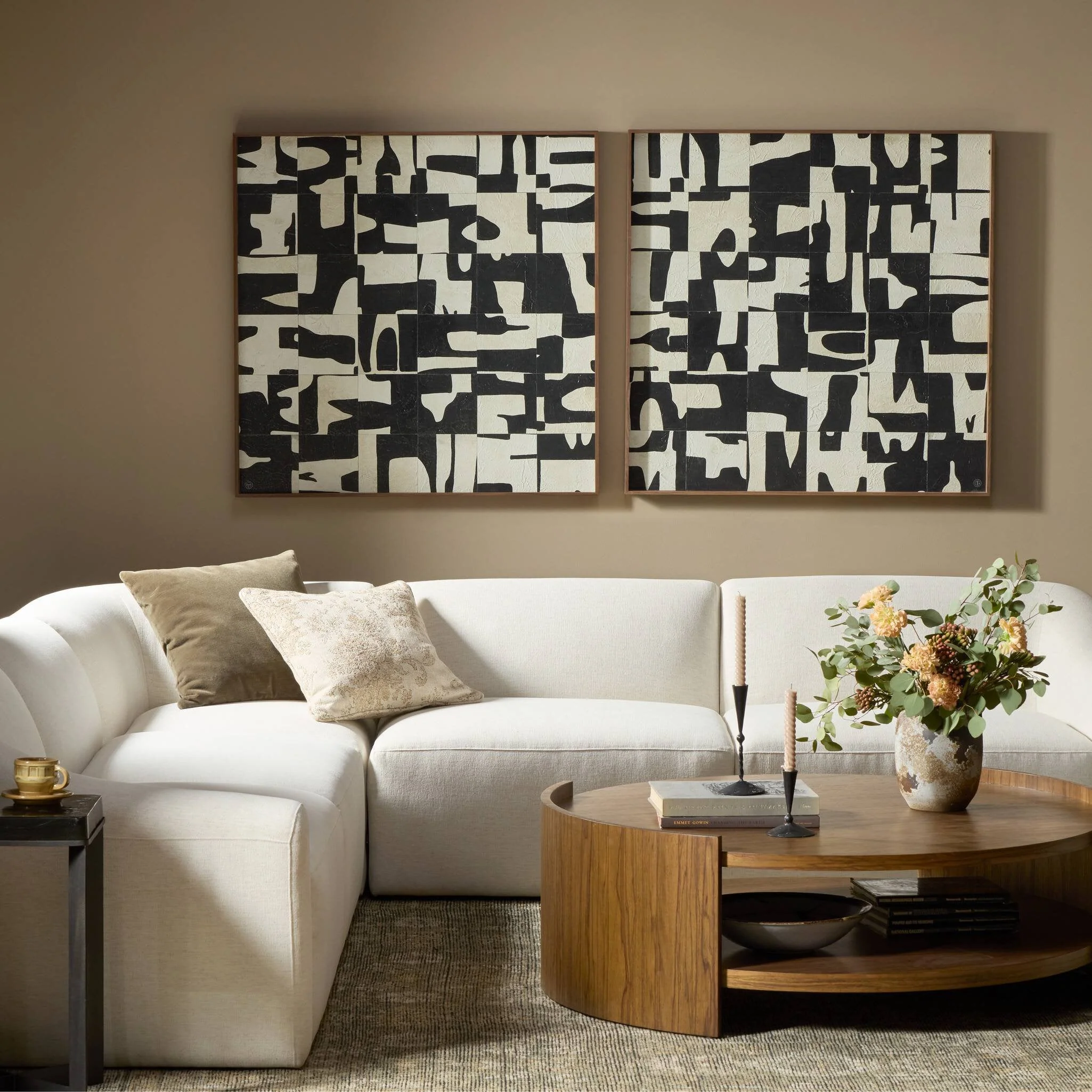 Ancestral I Diptych by Douglas Galloway - Walnut Floater - Image 2