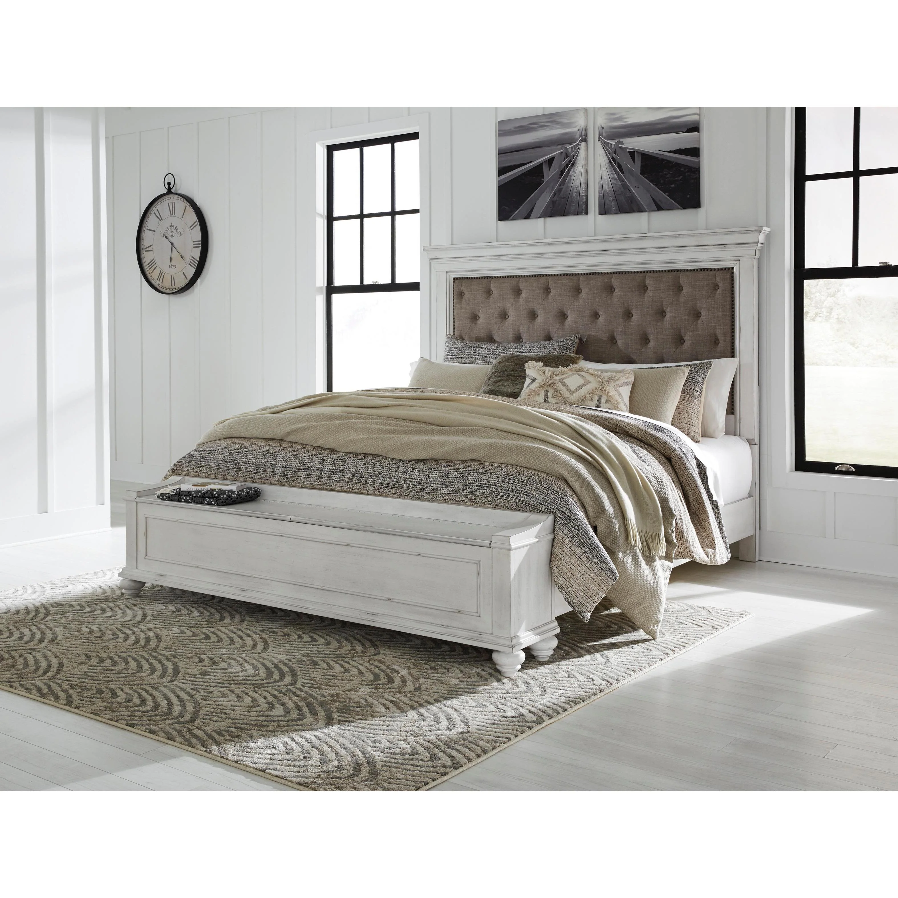 Benchcraft Kanwyn B777 8 pc Queen Upholstered Panel Storage Bedroom Set - Image 2