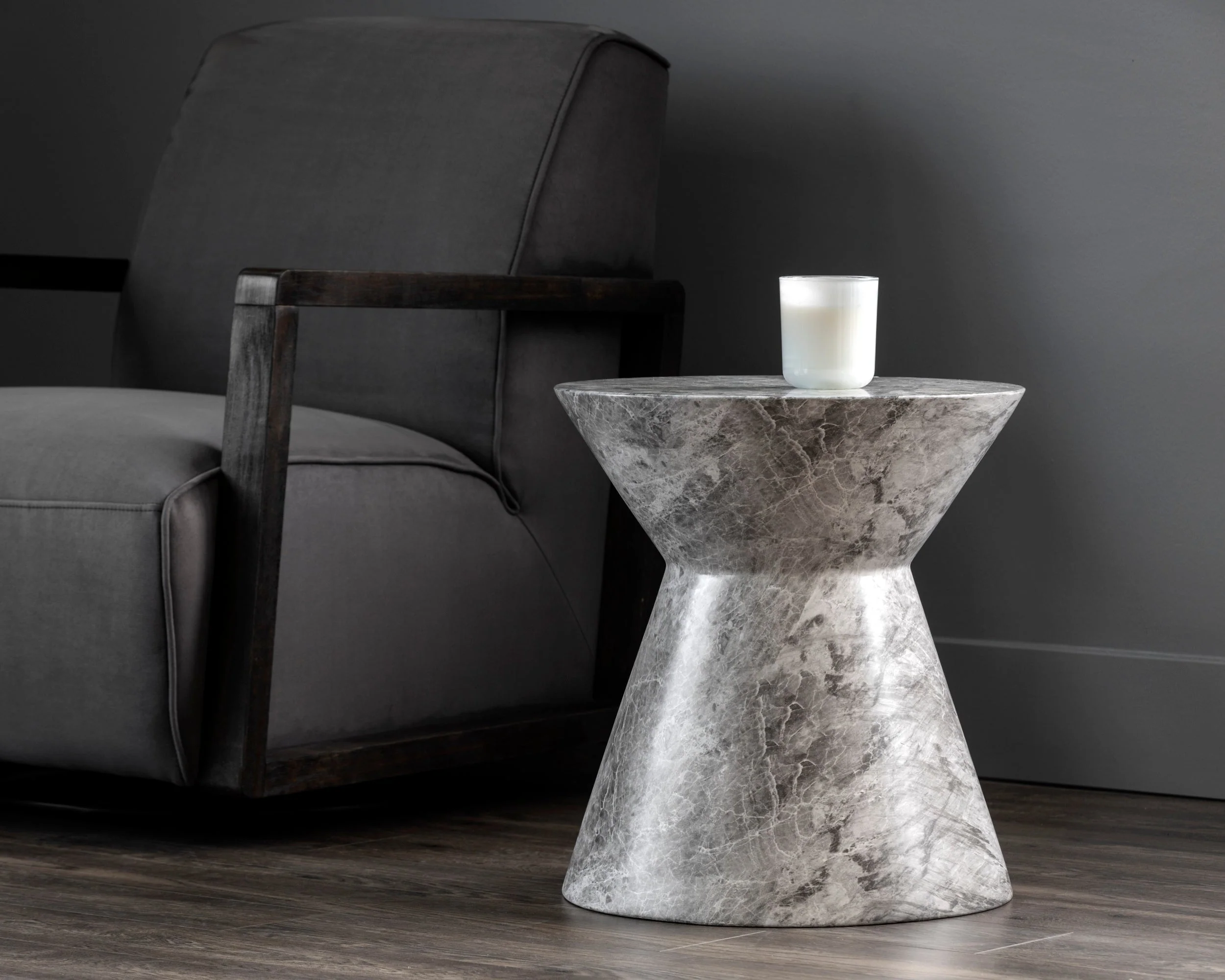 Astley End Table - Marble Look - Grey - Image 3