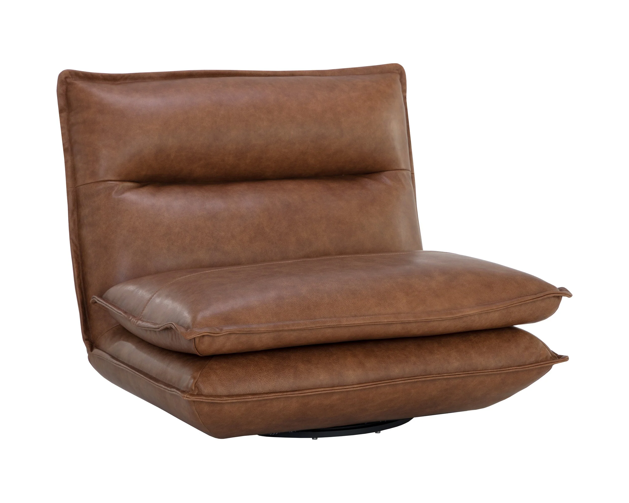 Colson Swivel Armless Chair – Cognac Leather