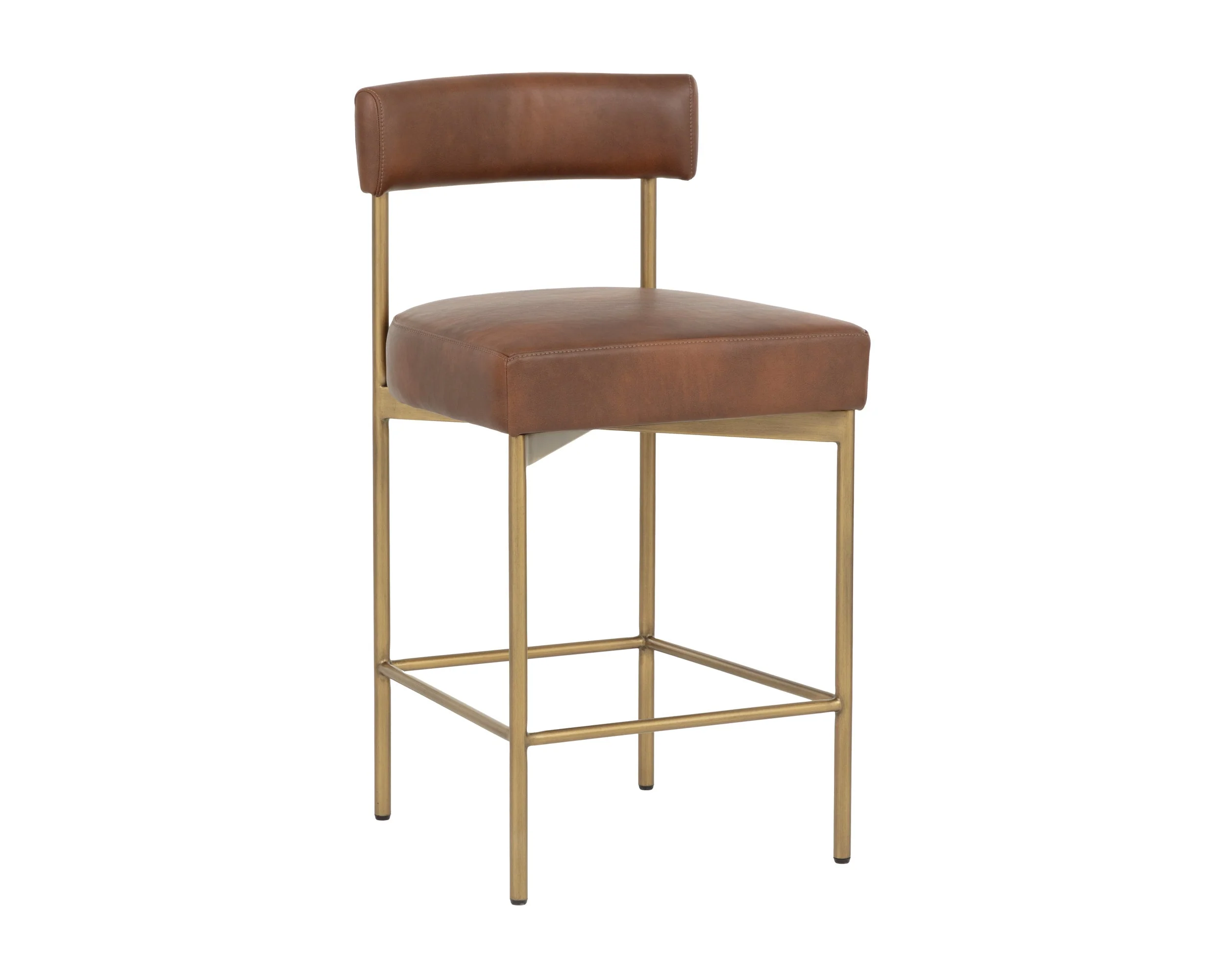 Seneca Counter Stool – Antique Brass – Bravo Cognac